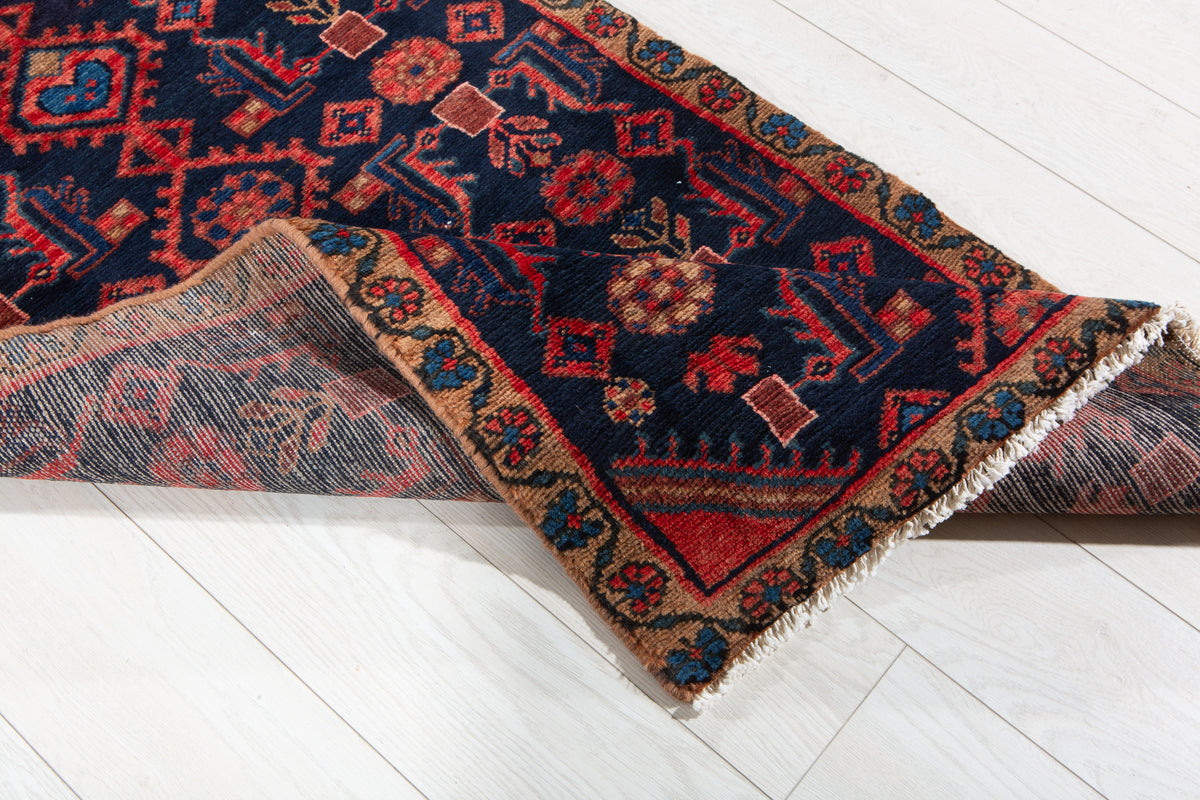 Small Antique Deep Navy Blue Rug – 4' 4" x 2' 6" (132 x 76 cm)