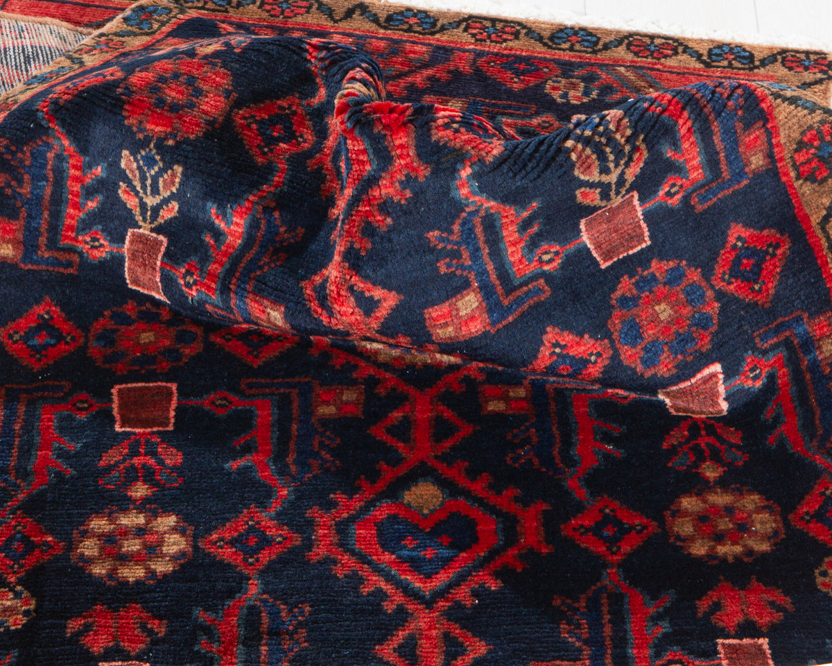 Small Antique Deep Navy Blue Rug – 4' 4" x 2' 6" (132 x 76 cm)