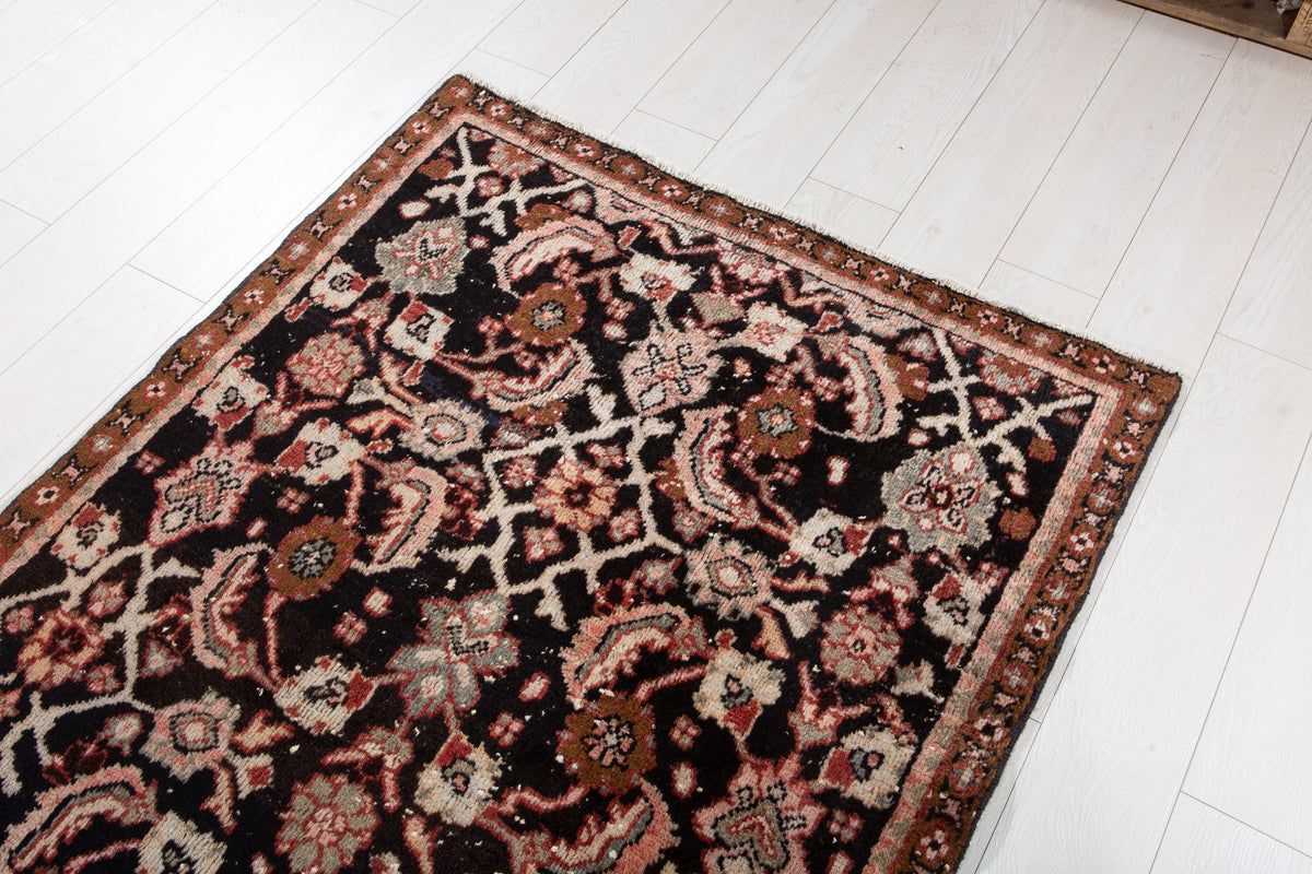 Antique Deep Navy Blue Area Rug – 8' 7" x 3' 8" (261 x 111 cm)