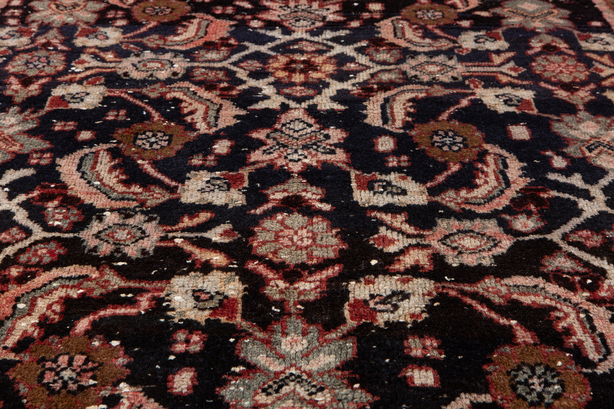 Antique Deep Navy Blue Area Rug – 8' 7" x 3' 8" (261 x 111 cm)