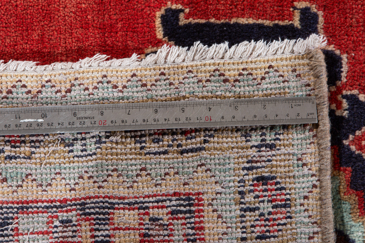 Vintage Orange-Red Geometric Runner Rug – 11' 3" x 3' 6" (342 x 106 cm)