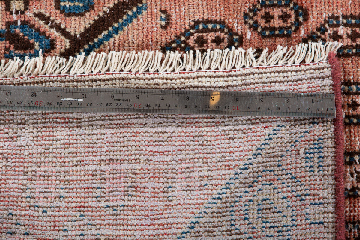 Antique Faded Pinkish Red Geometric Runner Rug – 8' 6" x 2' 7" (259 x 78 cm)