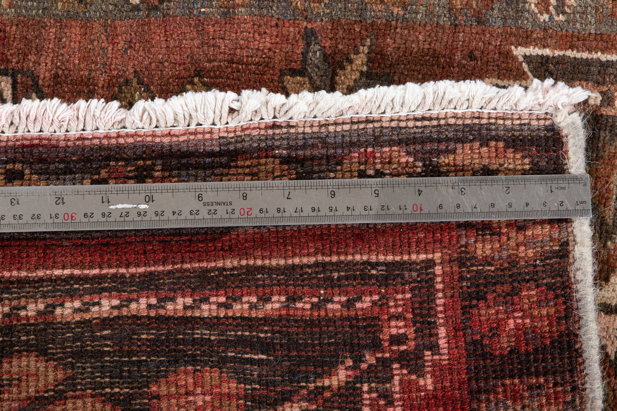 Antique Rust Red Geometric Runner Rug – 7' 1" x 2' 5" (217 x 73 cm)