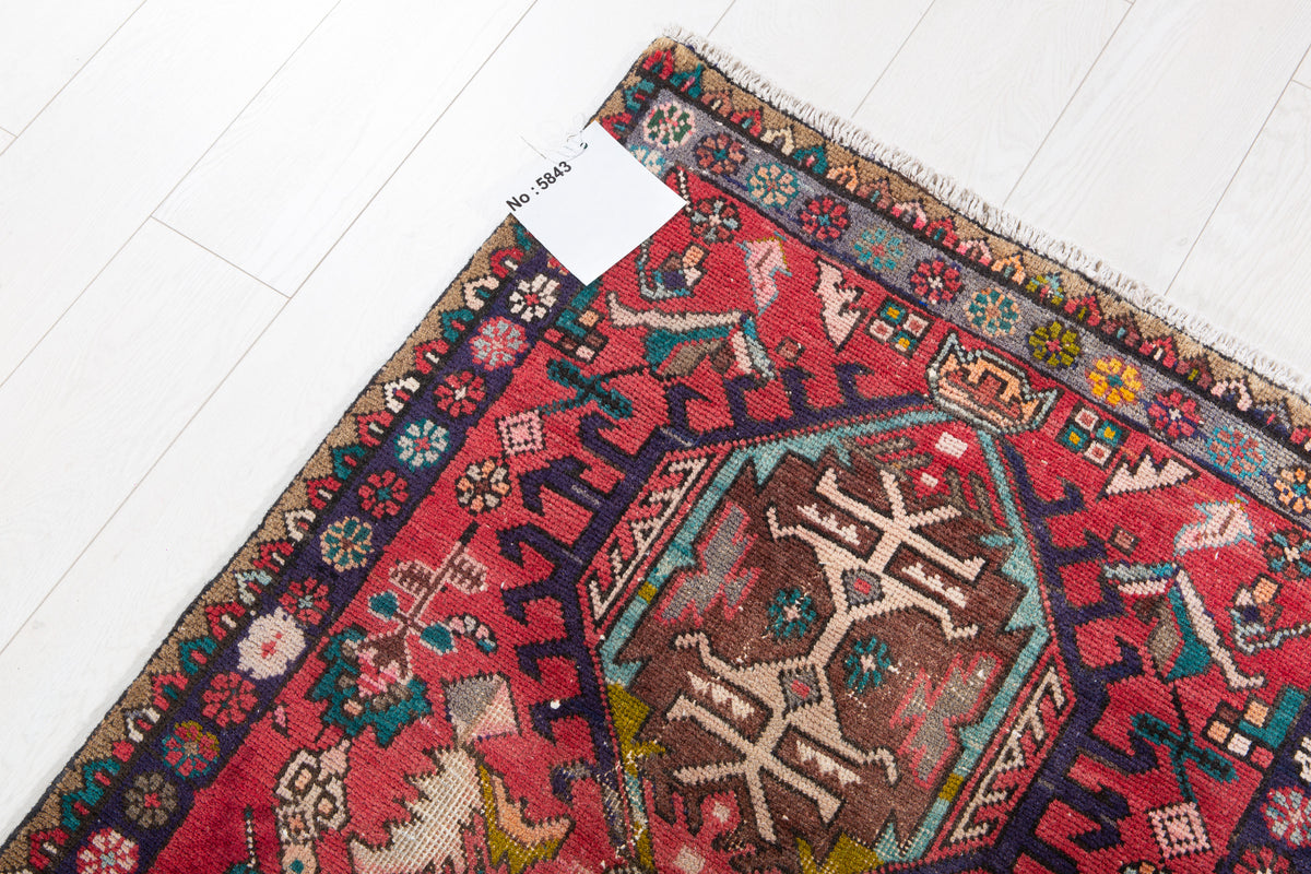 Antique Red Geometric Runner Rug – 8' 4" x 2' 7" (254 x 79 cm)