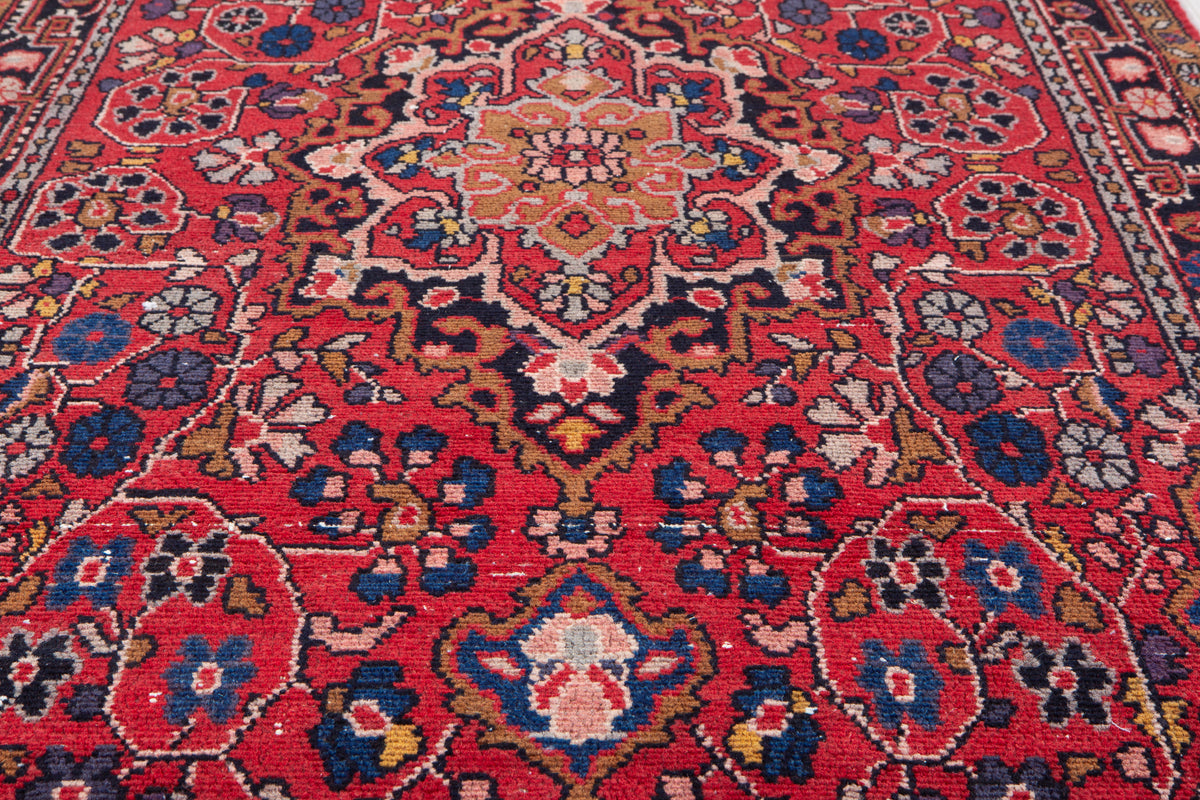 Antique Red Geometric Runner Rug – 9' 11" x 3' 7" (303 x 110 cm)