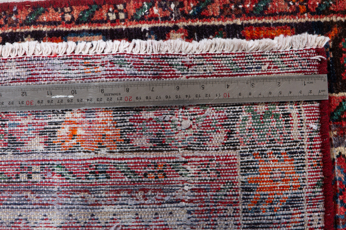 Antique Red Geometric Runner Rug – 12' 10" x 2' 5" (392 x 73 cm)