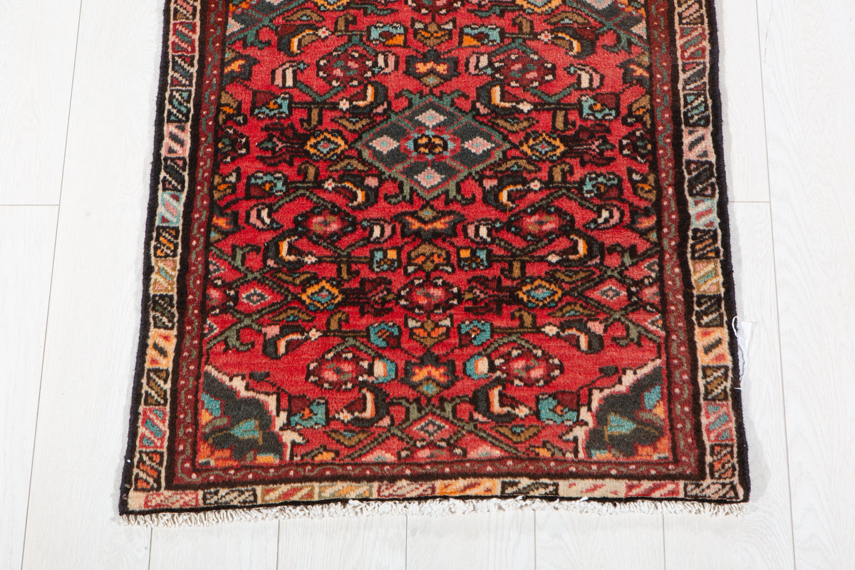 Vintage Red Geometric Runner Rug – 5' 10" x 2' 4" (178 x 71 cm)