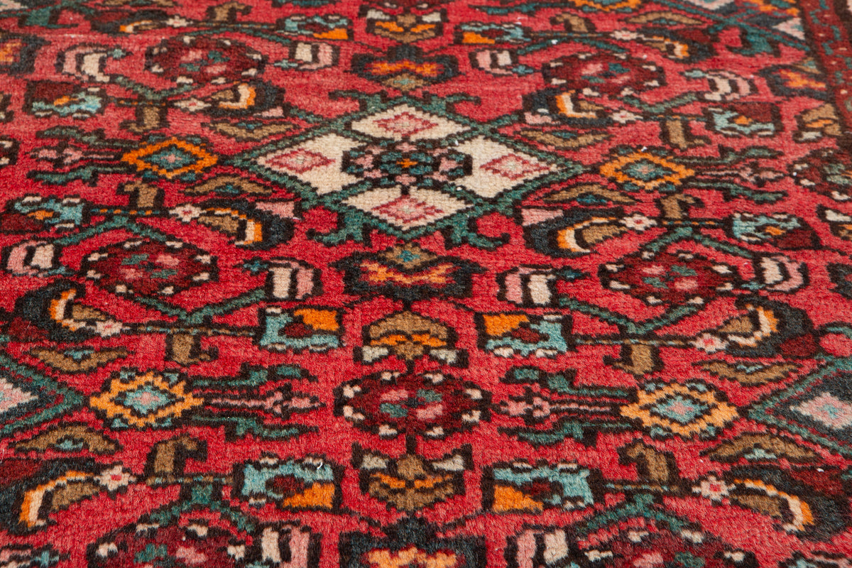 Vintage Red Geometric Runner Rug – 5' 10" x 2' 4" (178 x 71 cm)