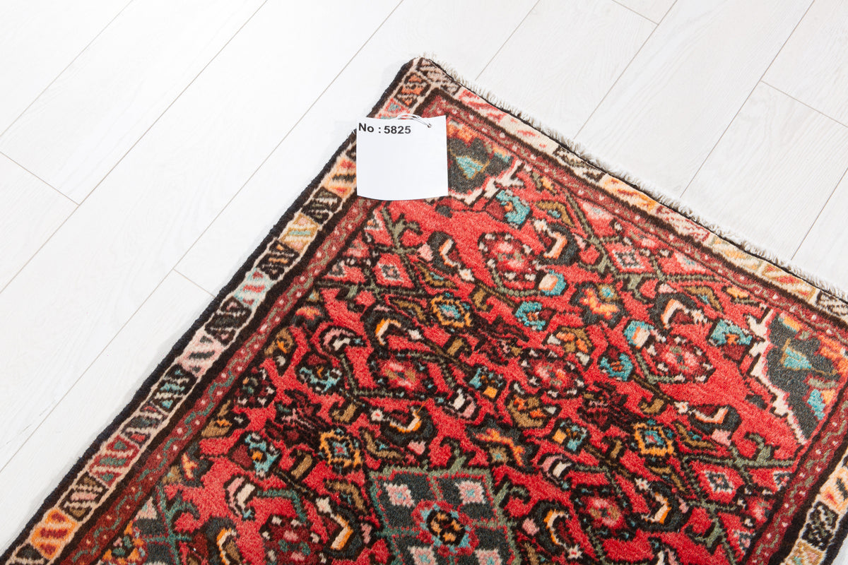 Vintage Red Geometric Runner Rug – 5' 10" x 2' 4" (178 x 71 cm)