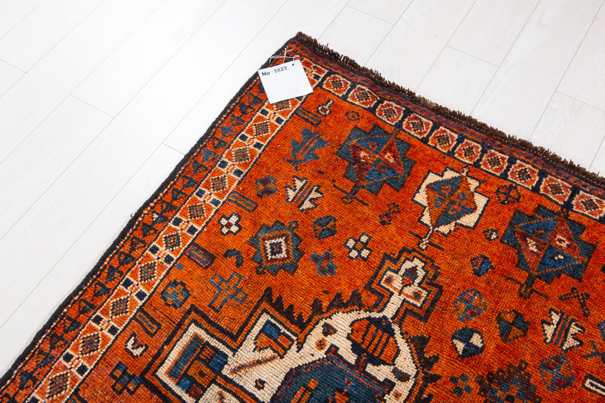 Antique Orange Rust Geometric Runner Rug – 12' 4" x 3' 9" (375 x 115 cm)