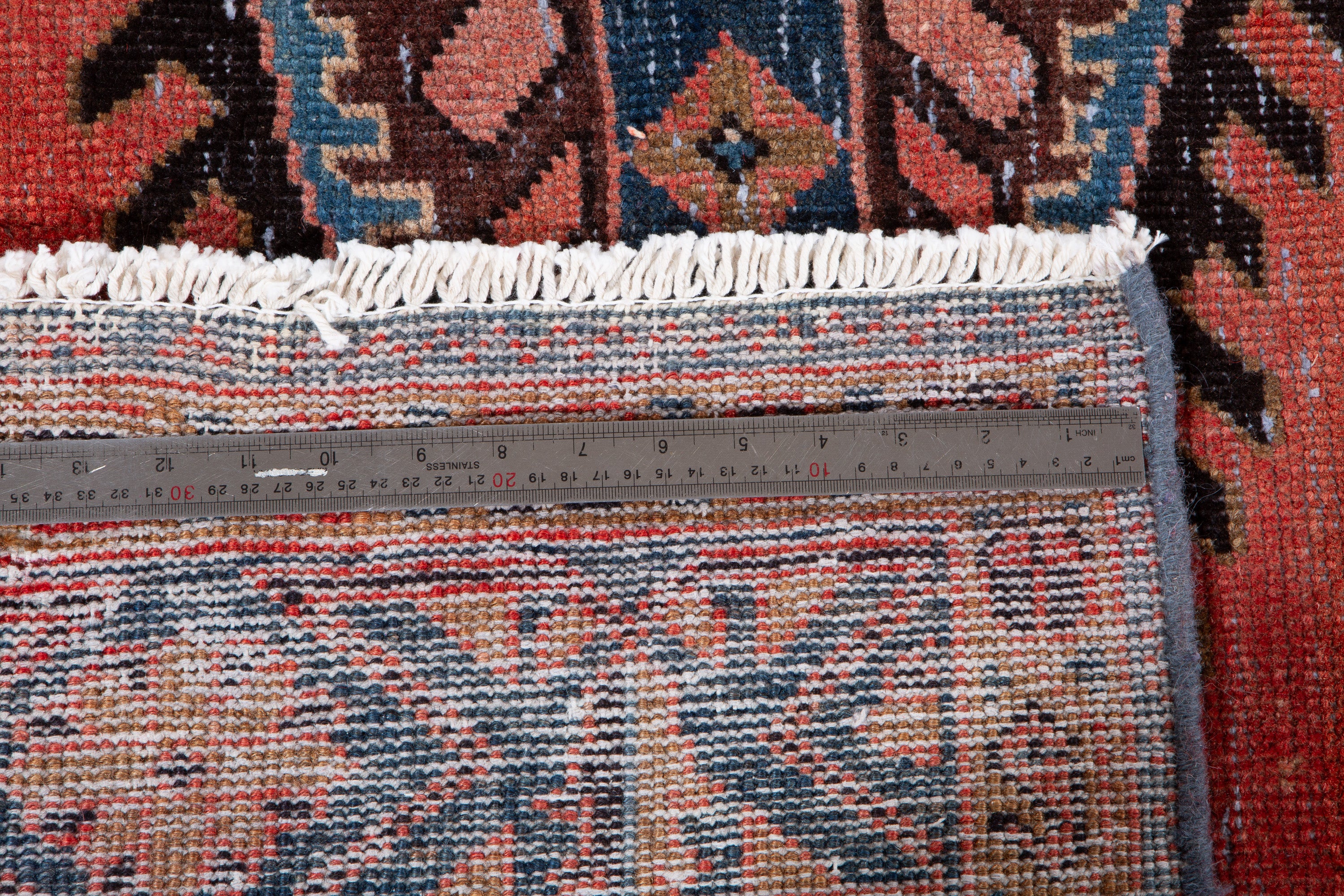 Collectible Vintage Orange-Red Geometric Rug – 10' 6" x 7' 1" (320 x 216 cm)