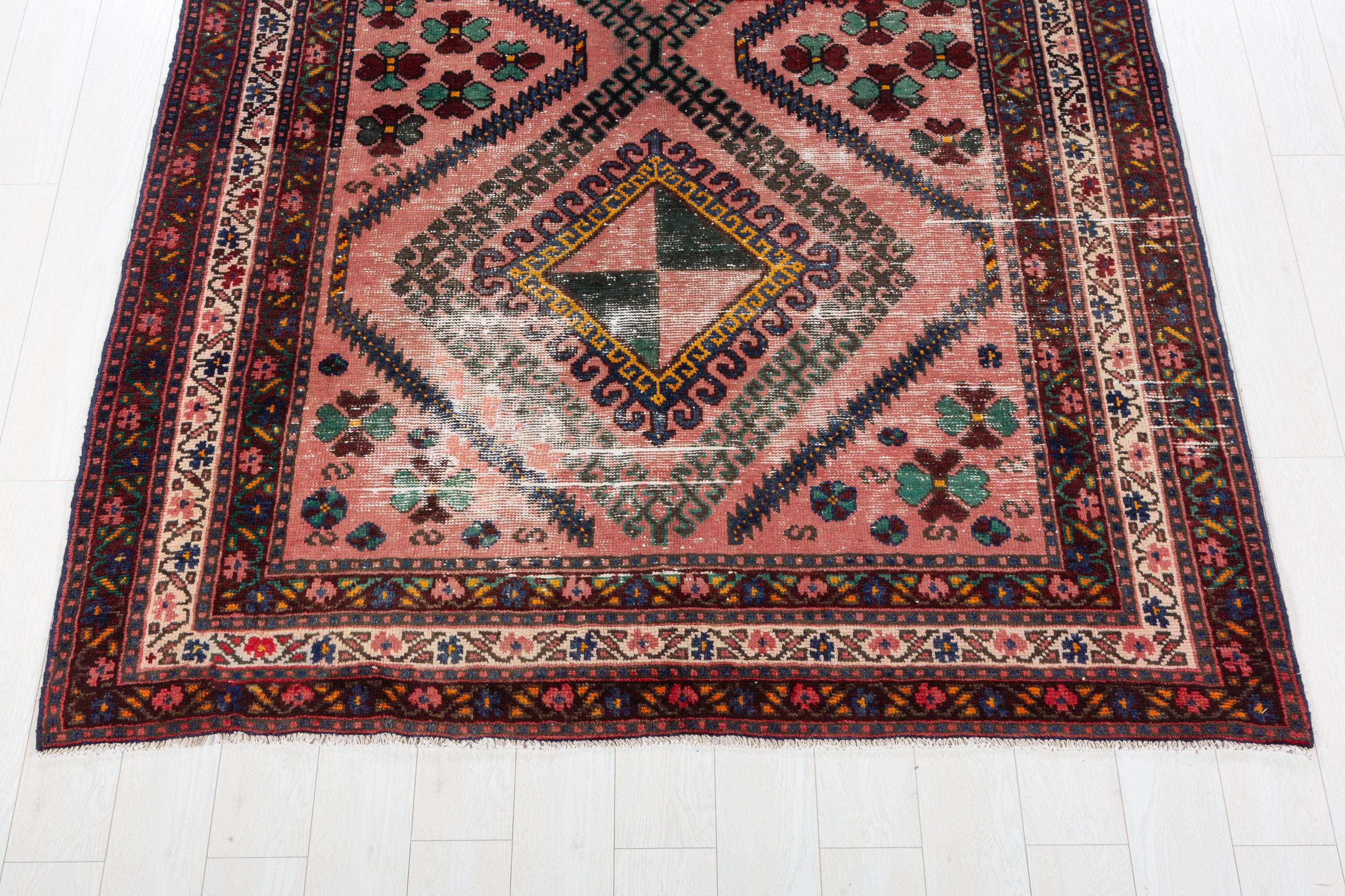 Vintage Pink Geometric Rug – 10' 11" x 6' 1" (334 x 185 cm)