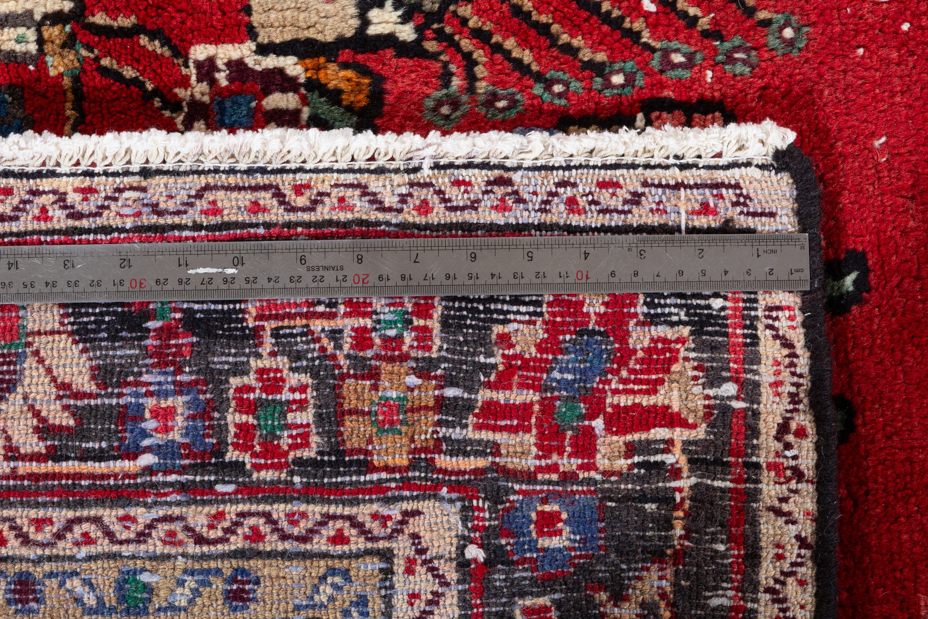 Vintage Red and Light Blue Floral Rug – 9' 7" x 6' 7" (291 x 200 cm)