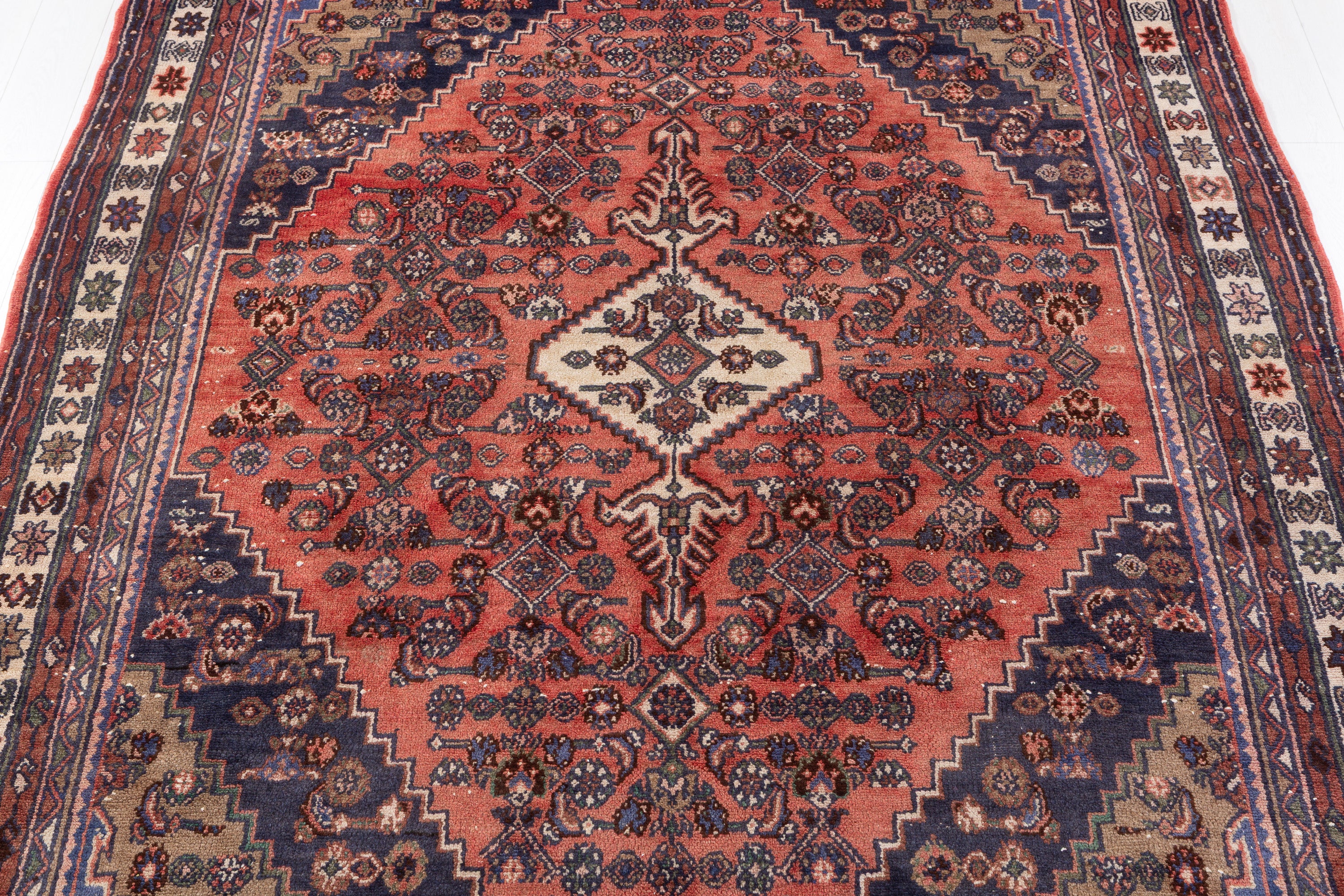 Vintage Rust Red Geometric Rug – 10' 1" x 7' 1" (308 x 217 cm)