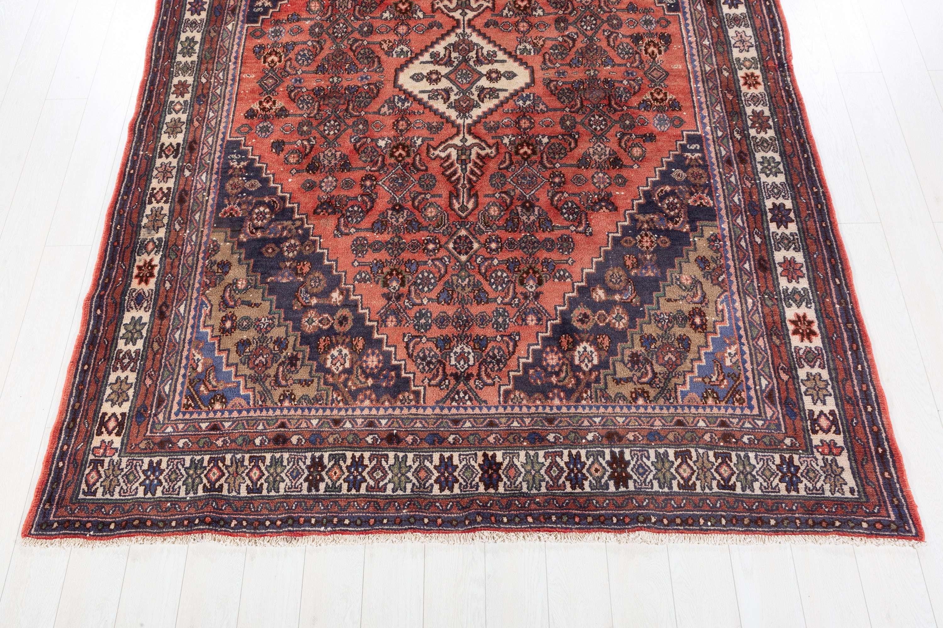 Vintage Rust Red Geometric Rug – 10' 1" x 7' 1" (308 x 217 cm)