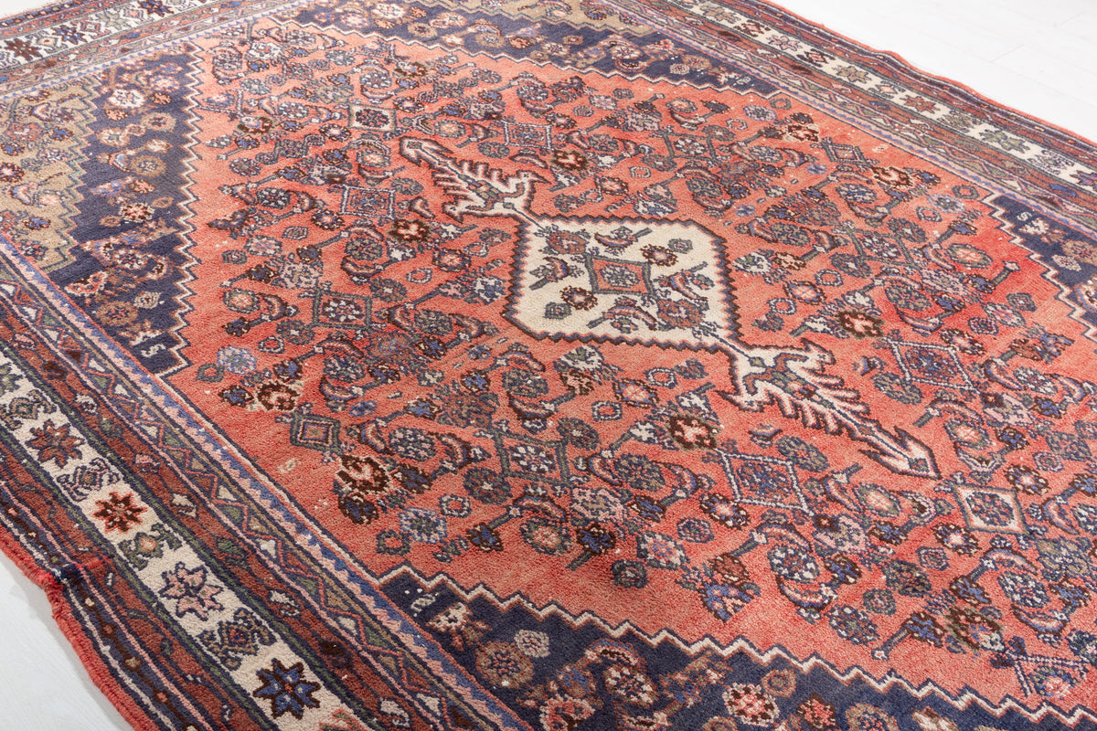 Vintage Rust Red Geometric Rug – 10' 1" x 7' 1" (308 x 217 cm)