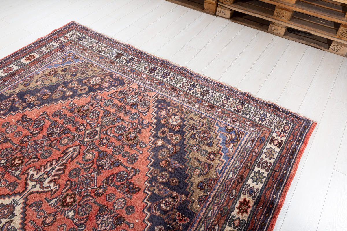Vintage Rust Red Geometric Rug – 10' 1" x 7' 1" (308 x 217 cm)
