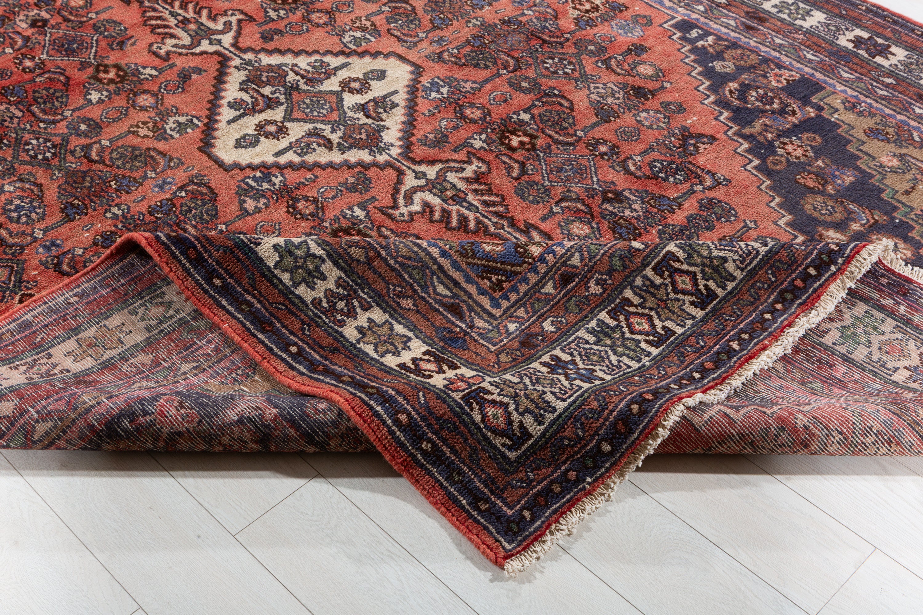 Vintage Rust Red Geometric Rug – 10' 1" x 7' 1" (308 x 217 cm)