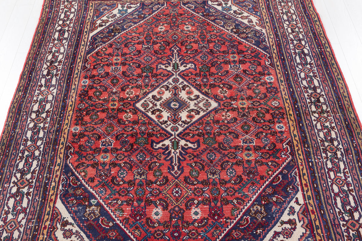 Vintage Red and Beige Geometric Rug – 9' 8" x 6' 8" (294 x 204 cm)