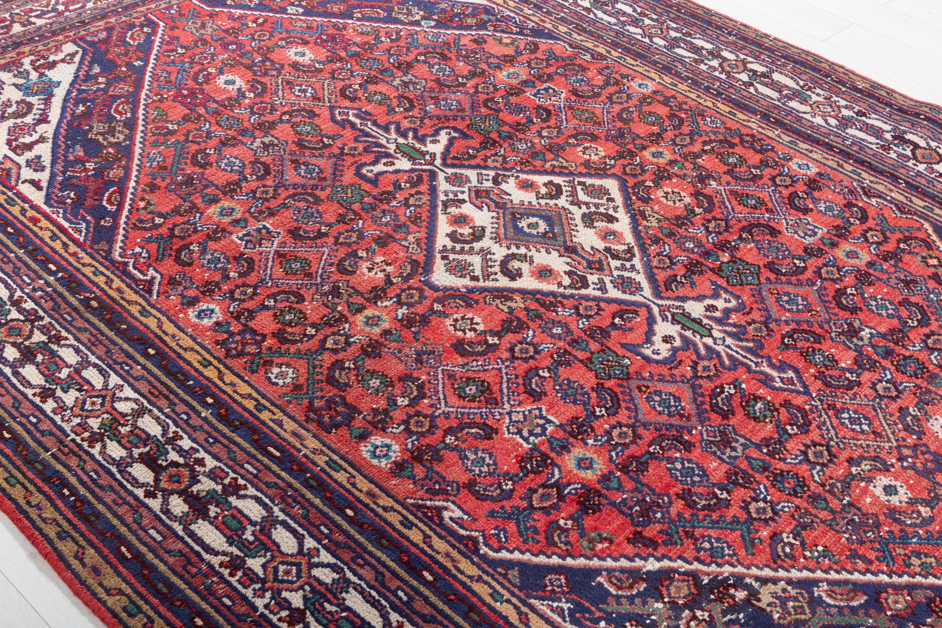 Vintage Red and Beige Geometric Rug – 9' 8" x 6' 8" (294 x 204 cm)