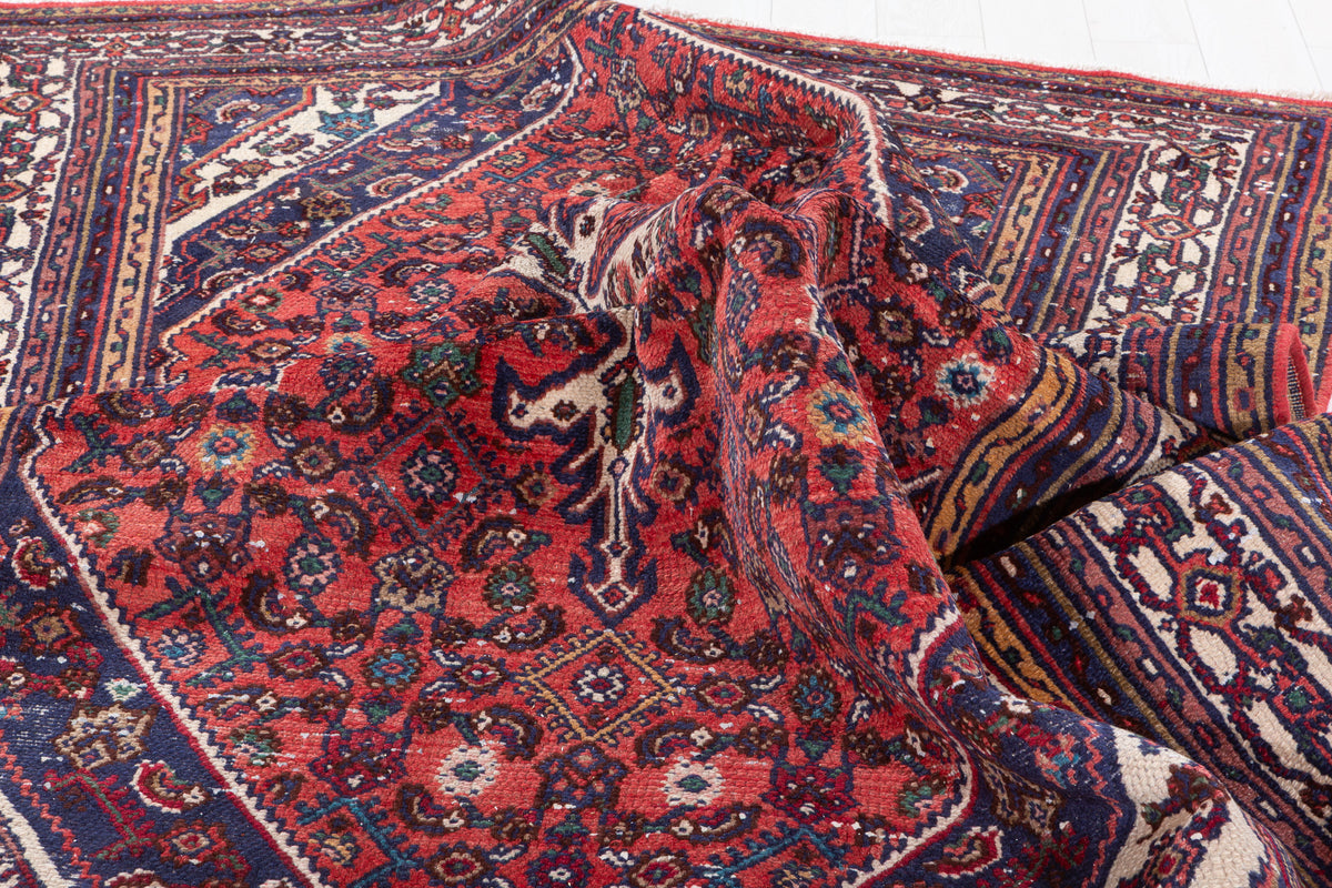 Vintage Red and Beige Geometric Rug – 9' 8" x 6' 8" (294 x 204 cm)