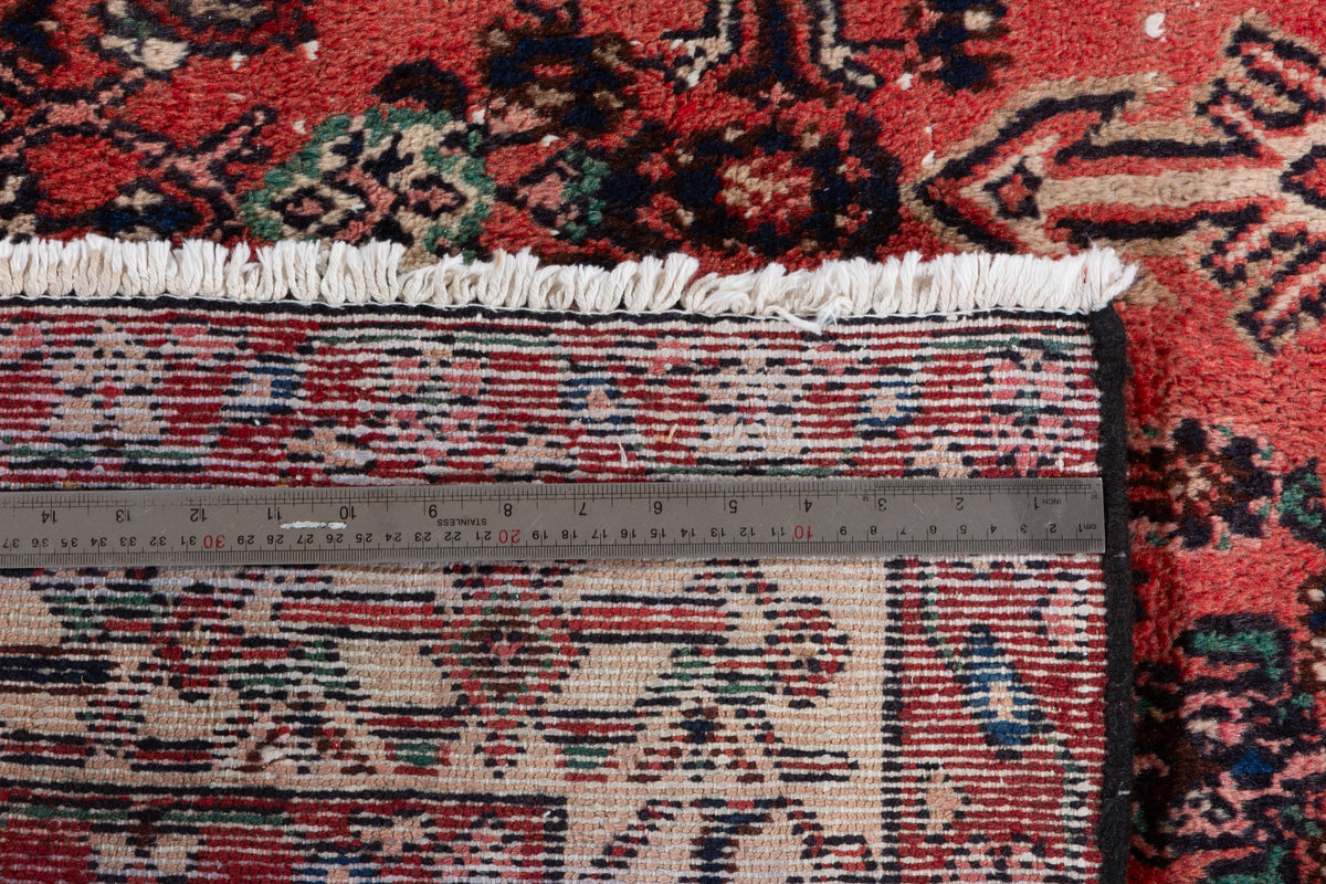 Vintage Bright Red Geometric Rug – 9' 6" x 6' 8" (289 x 202 cm)