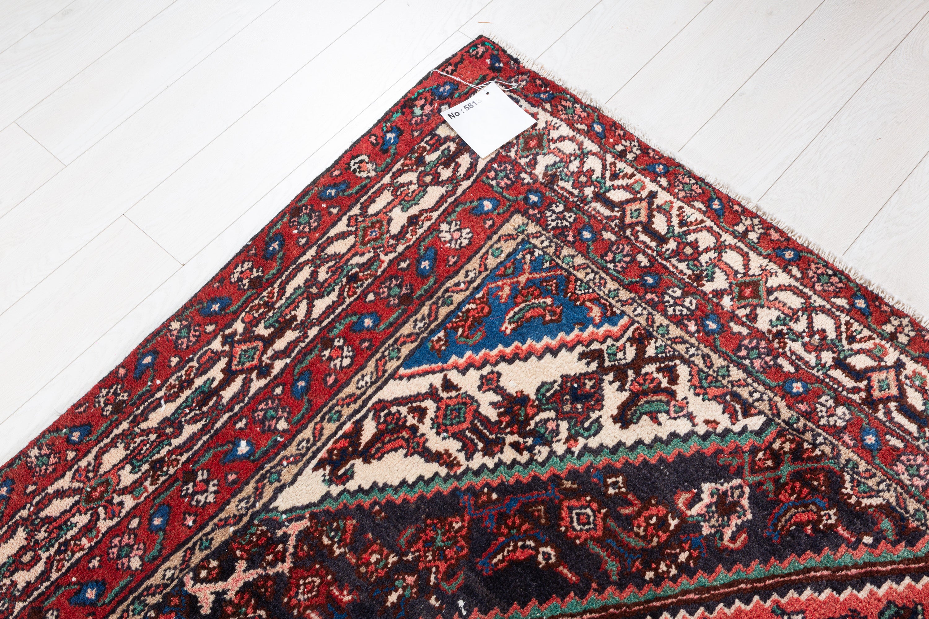 Vintage Bright Red Geometric Rug – 9' 6" x 6' 8" (289 x 202 cm)