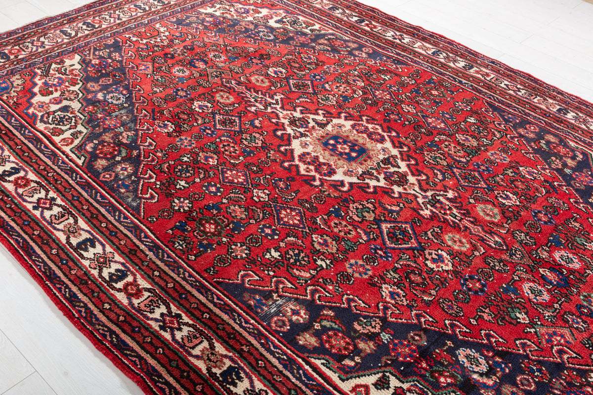 Vintage Red Geometric Rug – 10' 2" x 6' 10" (309 x 208 cm)