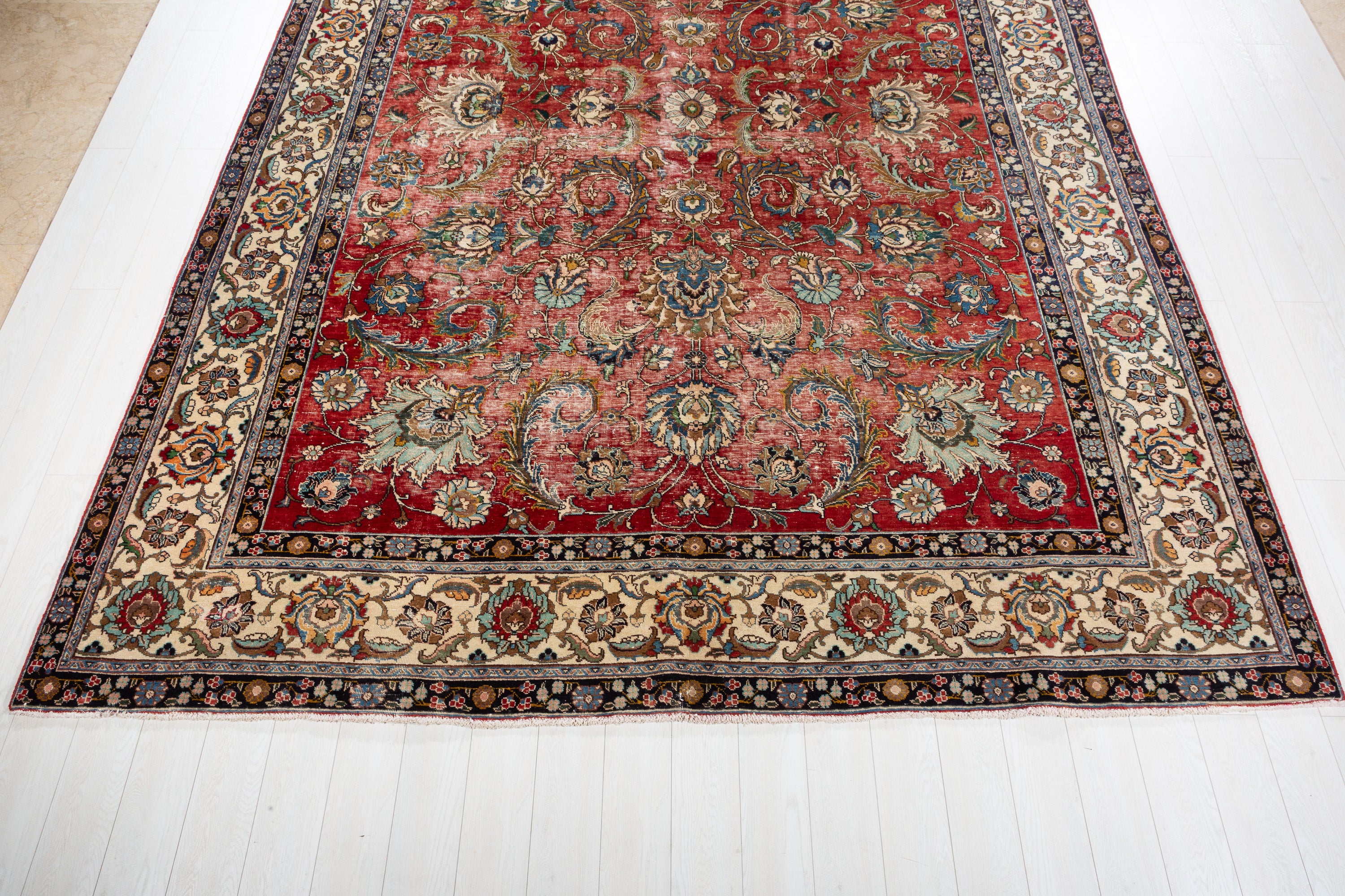 Collectible Vintage Red and Beige Allover Rug – 13' 2" x 9' 7" (401 x 291 cm)