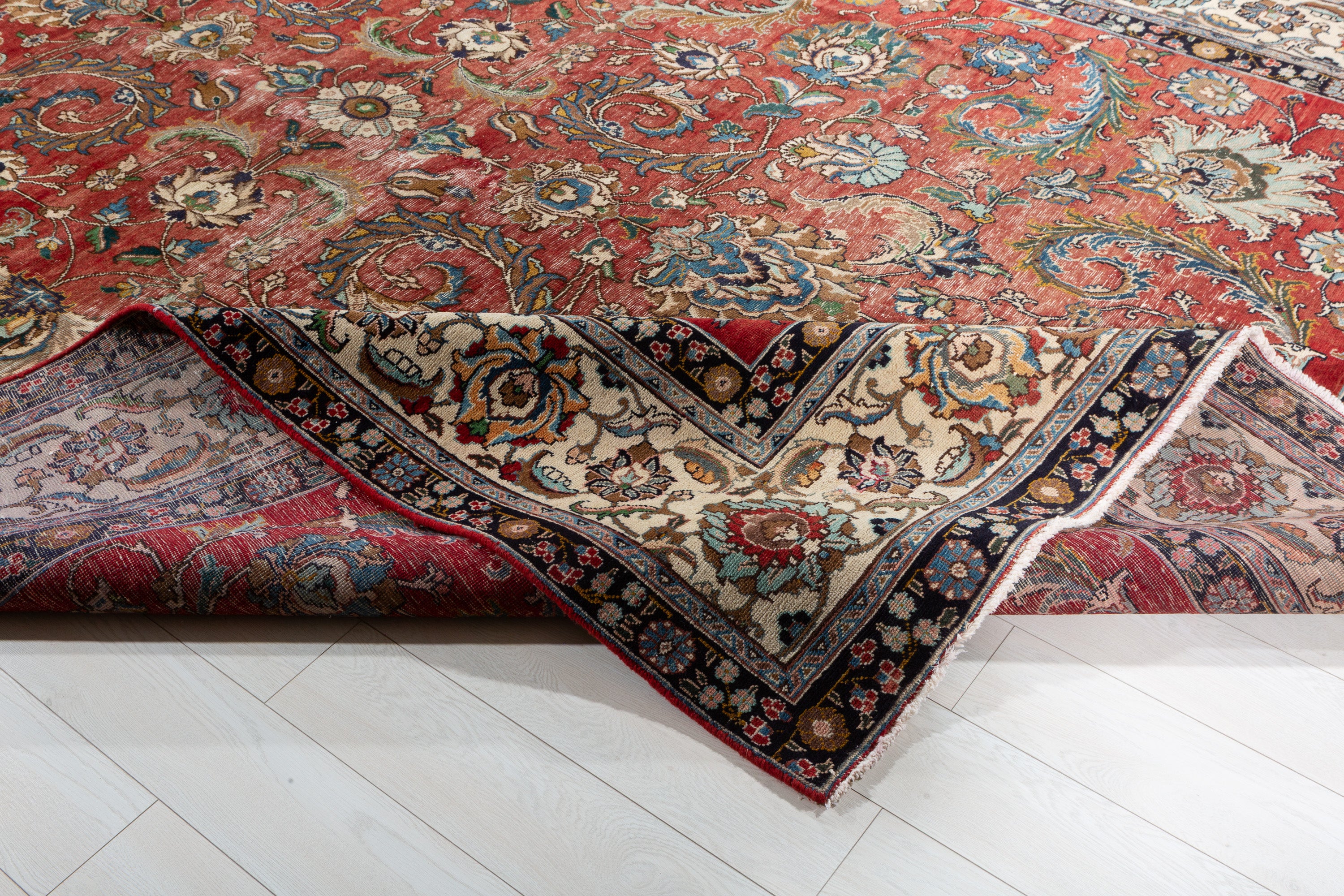 Collectible Vintage Red and Beige Allover Rug – 13' 2" x 9' 7" (401 x 291 cm)