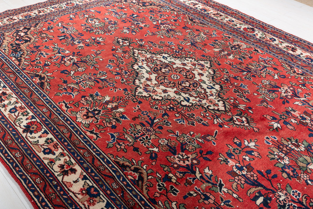 Vintage Red and Beige Floral Rug – 11' 5" x 8' 4" (348 x 254 cm)