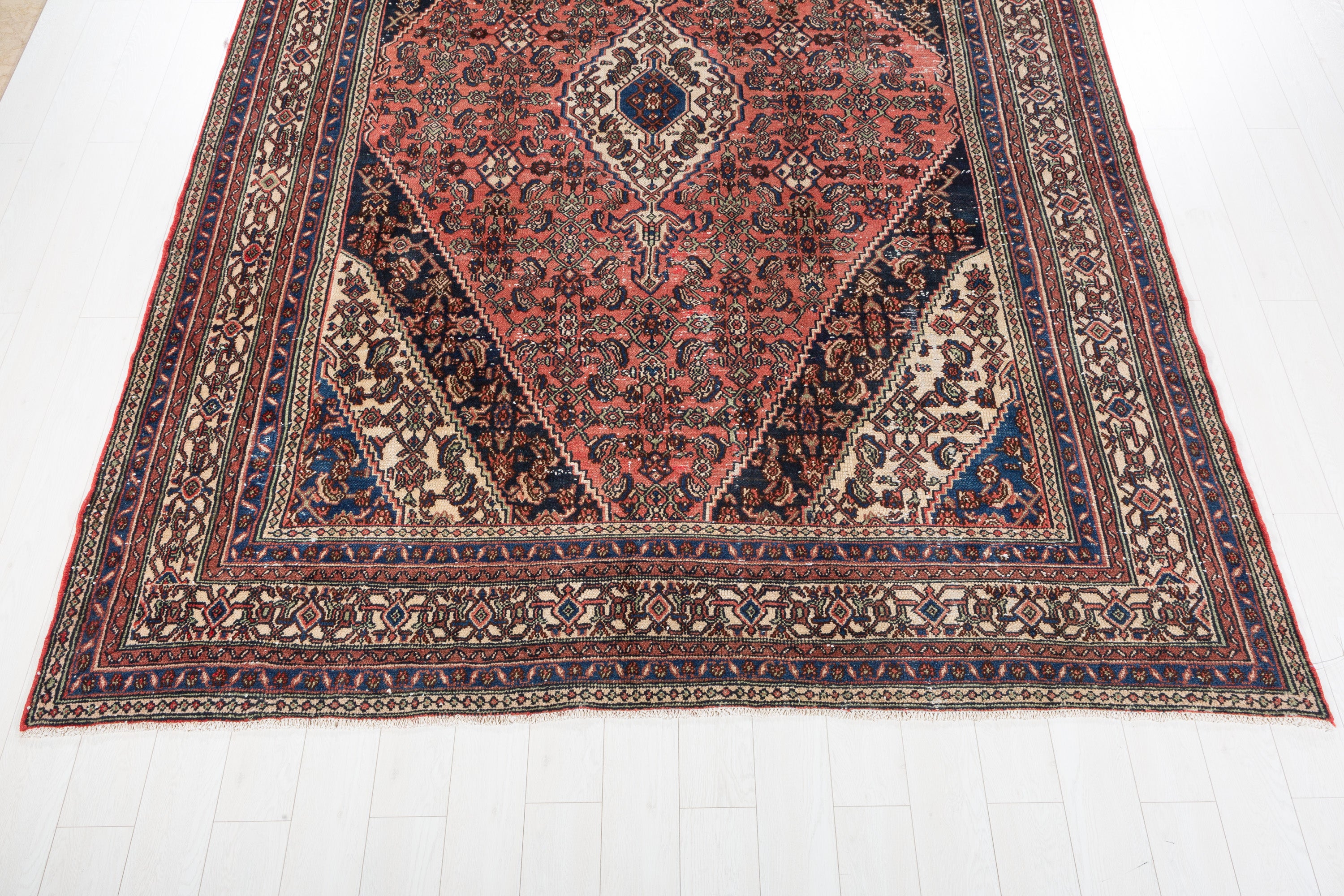 Vintage Bright Red Geometric Rug – 11' 4" x 8' 5" (346 x 257 cm)