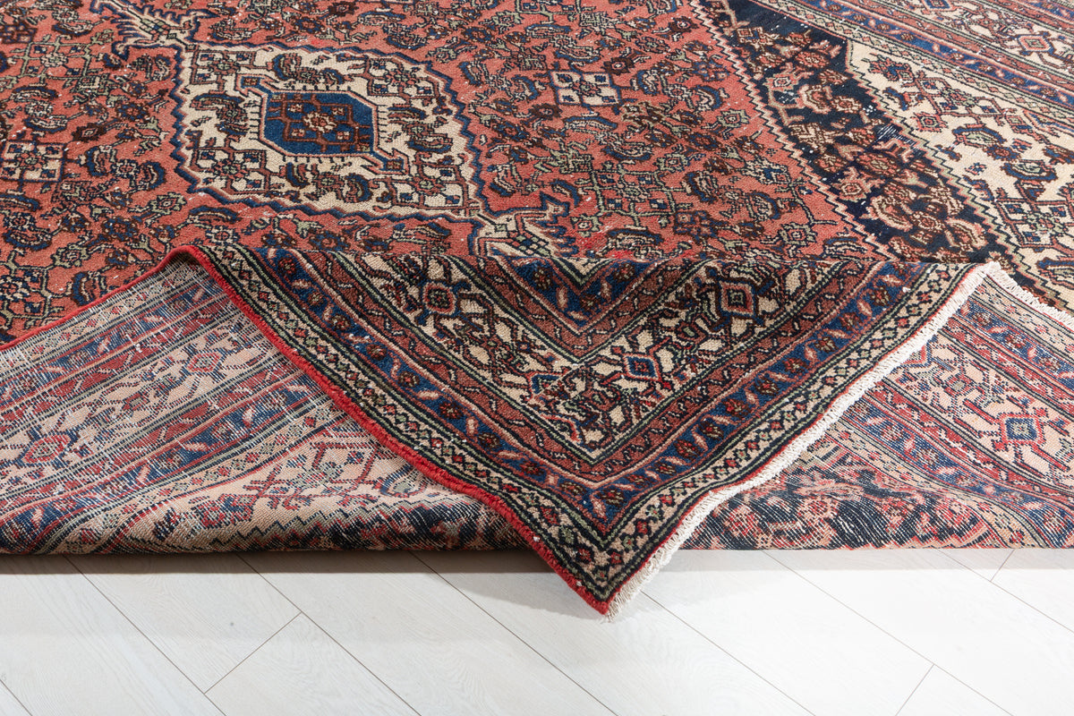 Vintage Bright Red Geometric Rug – 11' 4" x 8' 5" (346 x 257 cm)