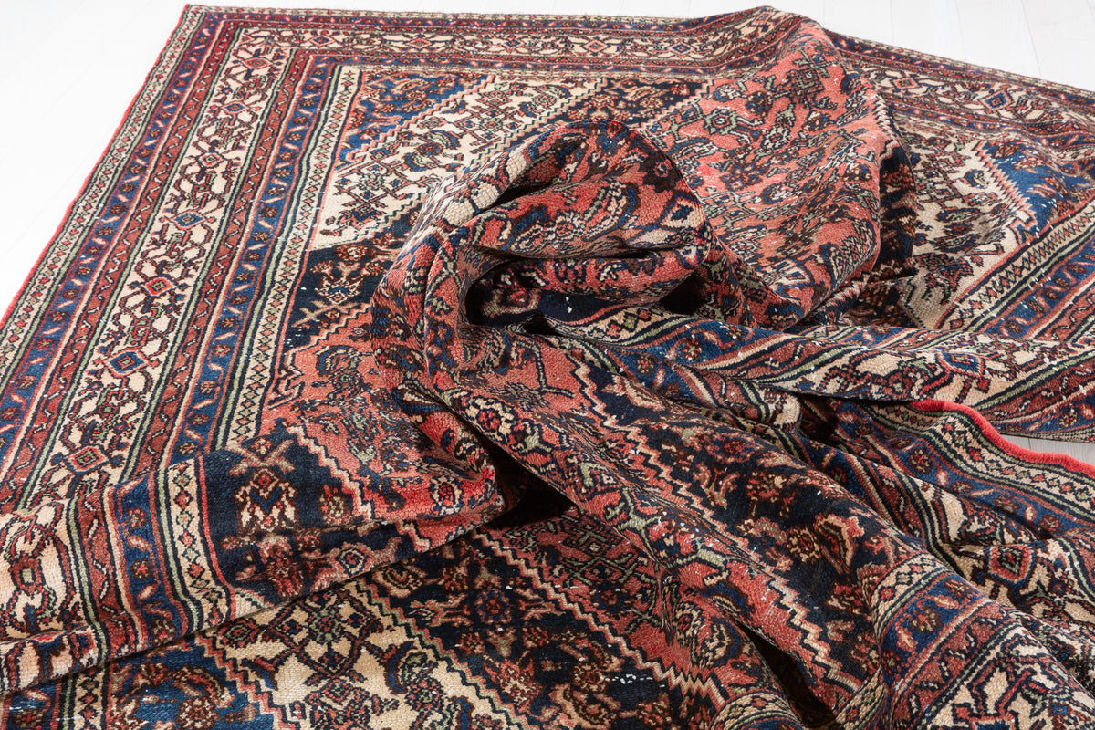 Vintage Bright Red Geometric Rug – 11' 4" x 8' 5" (346 x 257 cm)
