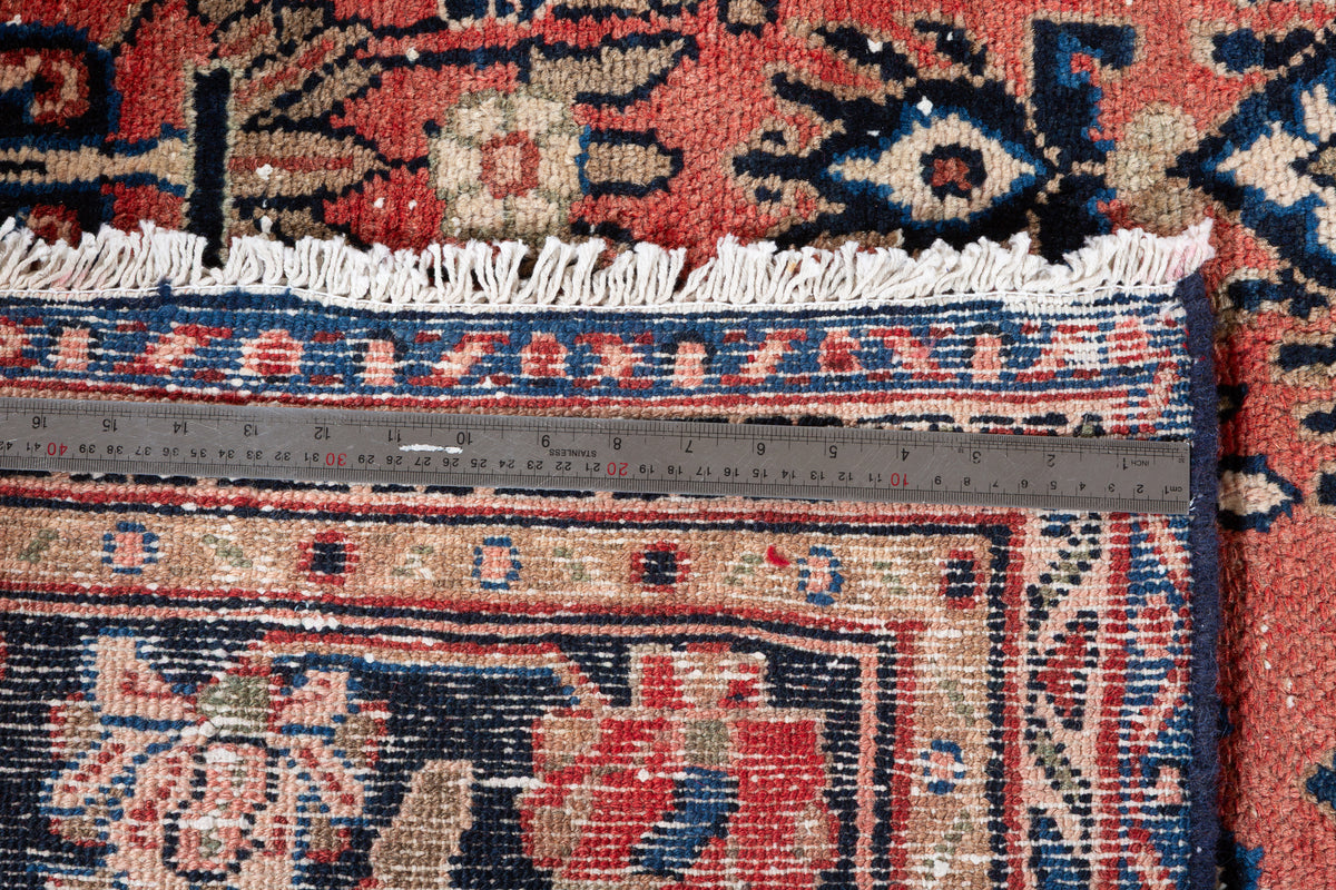 Vintage Bright red Floral Rug – 9' 7" x 6' 10" (291 x 209 cm)