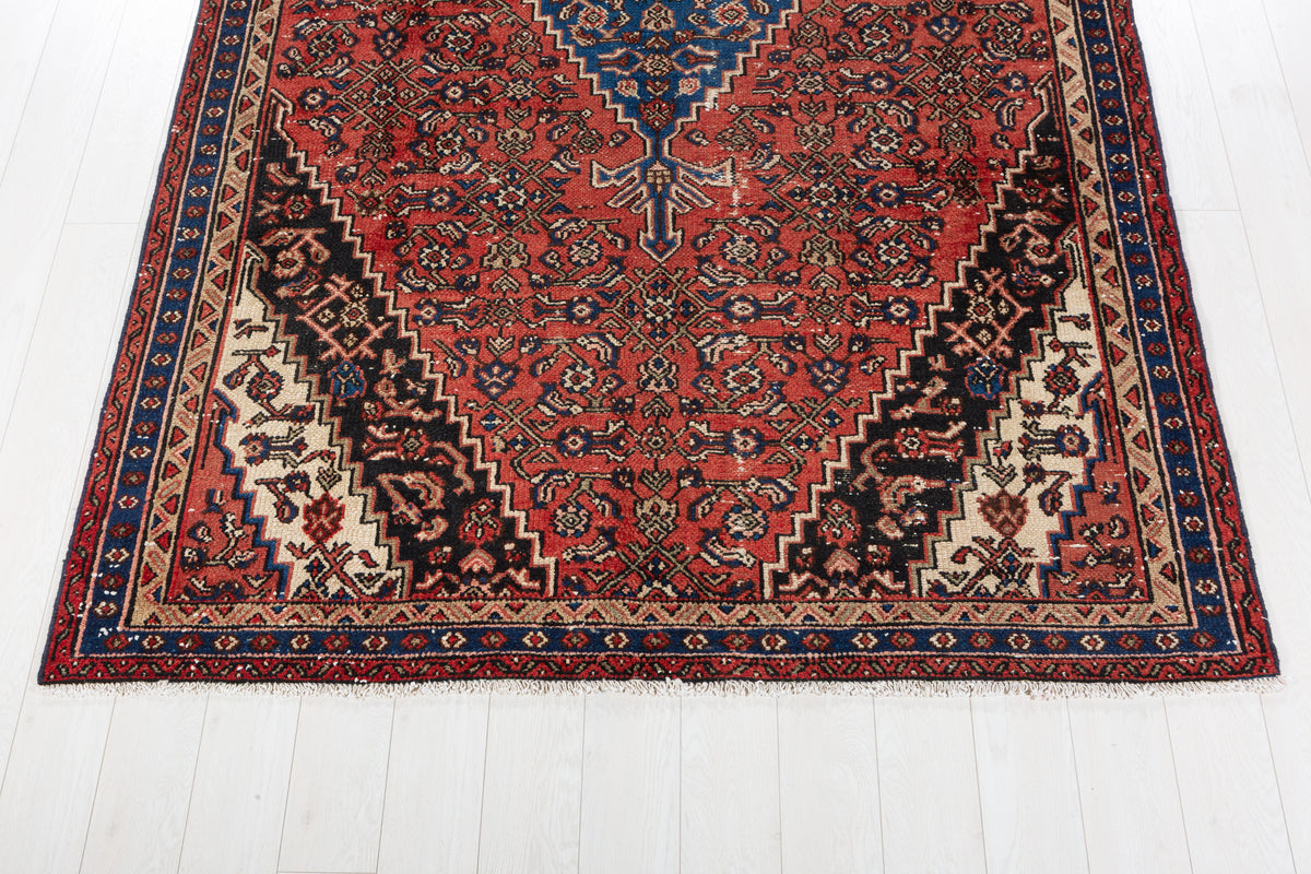 Vintage Red and blue Floral Rug – 10' 0" x 6' 2" (305 x 189 cm)