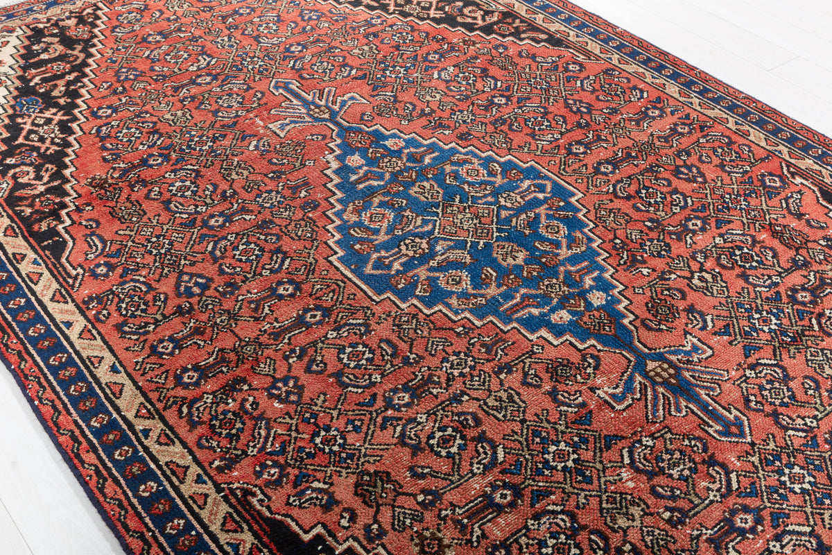 Vintage Red and blue Floral Rug – 10' 0" x 6' 2" (305 x 189 cm)