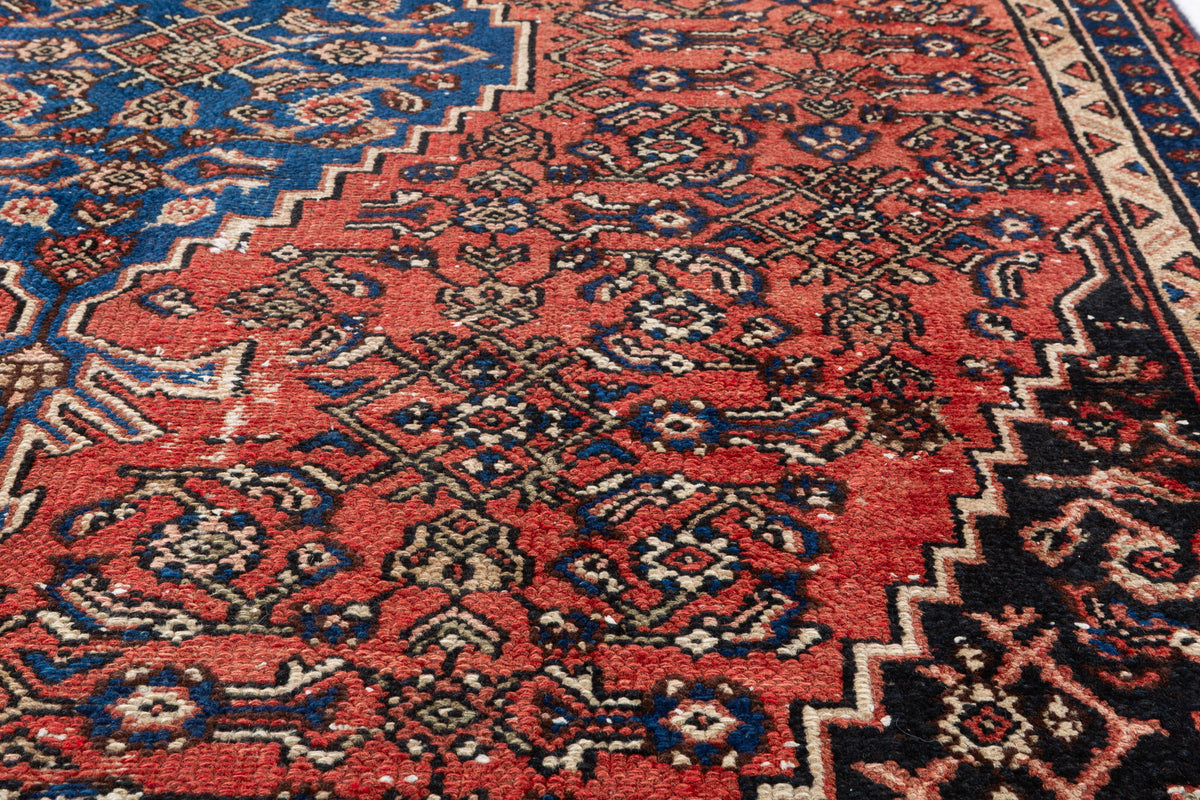 Vintage Red and blue Floral Rug – 10' 0" x 6' 2" (305 x 189 cm)
