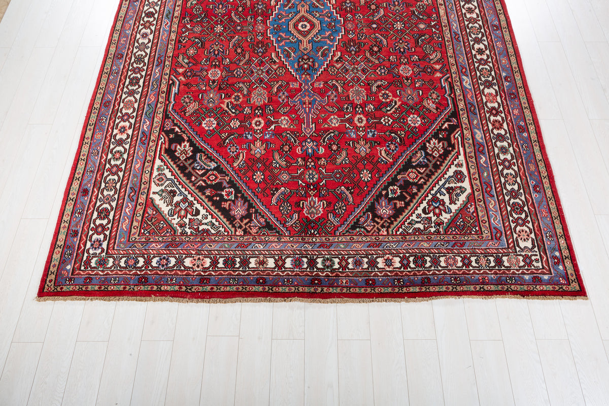 Vintage Red and beige Geometric Rug – 11' 11" x 8' 6" (362 x 260 cm)