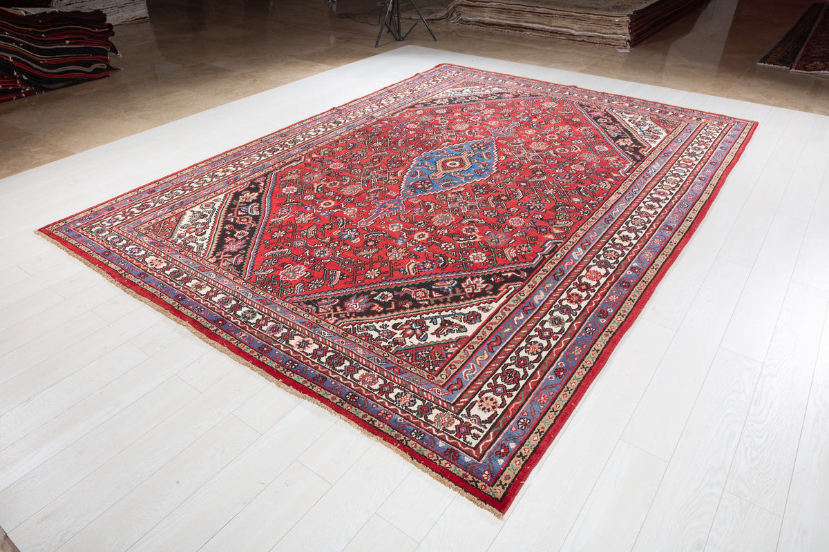 Vintage Red and beige Geometric Rug – 11' 11" x 8' 6" (362 x 260 cm)