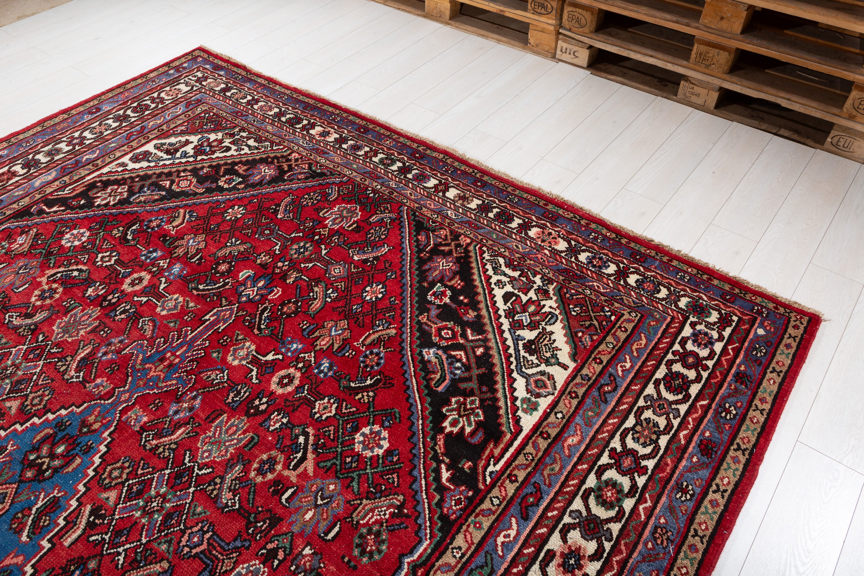 Vintage Red and beige Geometric Rug – 11' 11" x 8' 6" (362 x 260 cm)