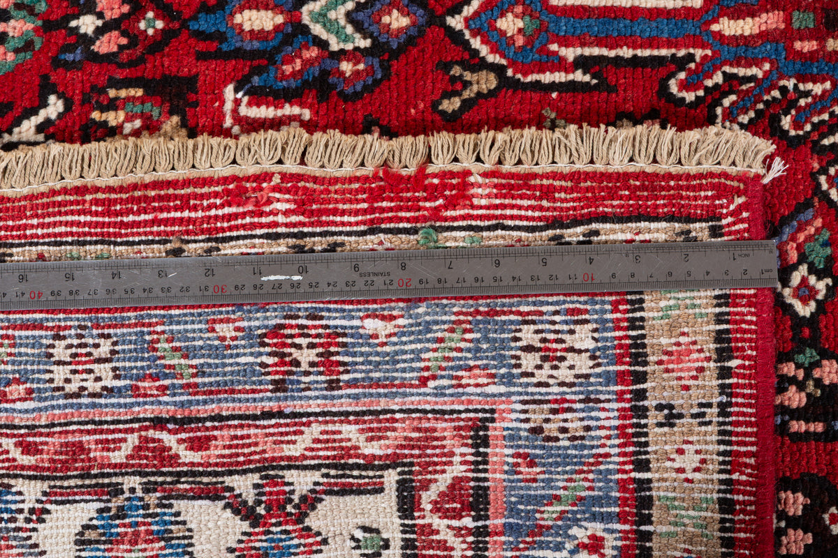 Vintage Red and beige Geometric Rug – 11' 11" x 8' 6" (362 x 260 cm)