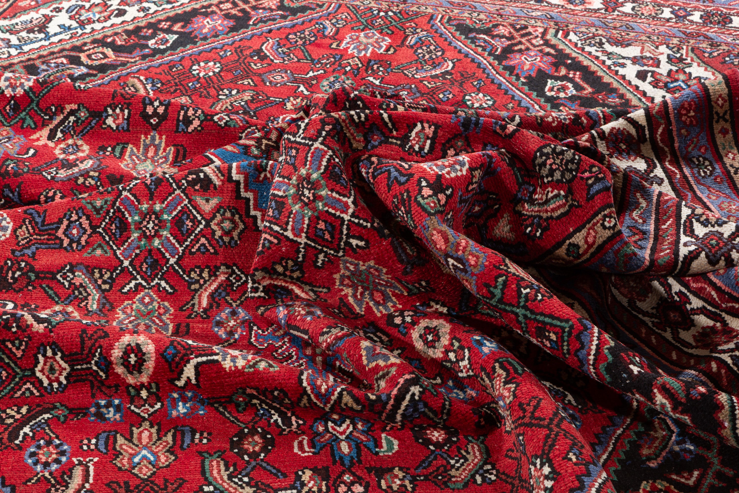 Vintage Red and beige Geometric Rug – 11' 11" x 8' 6" (362 x 260 cm)