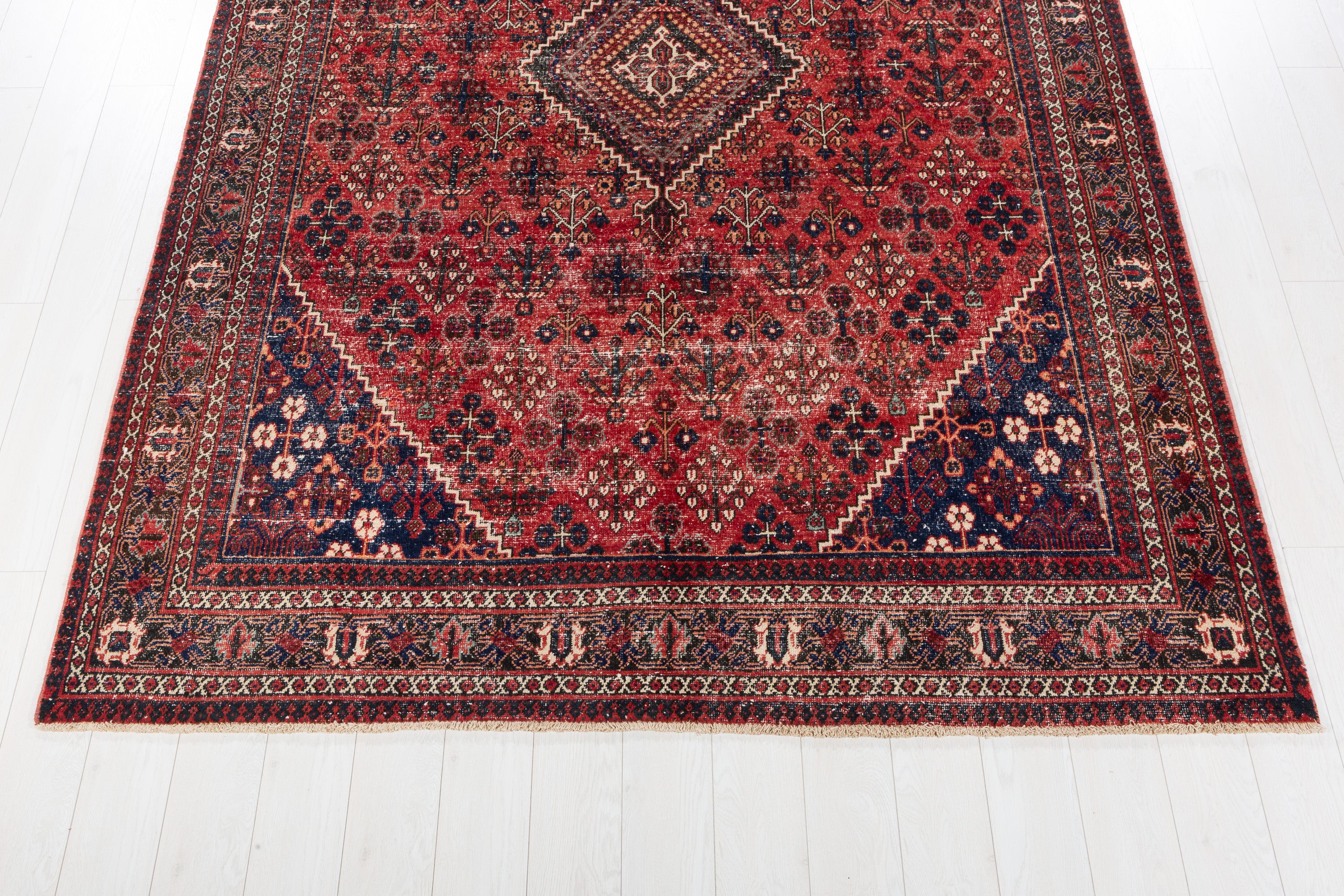 Vintage Red and navy blue Geometric Rug – 10' 2" x 6' 11" (310 x 210 cm)