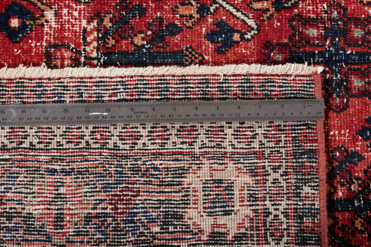 Vintage Red and navy blue Geometric Rug – 10' 2" x 6' 11" (310 x 210 cm)