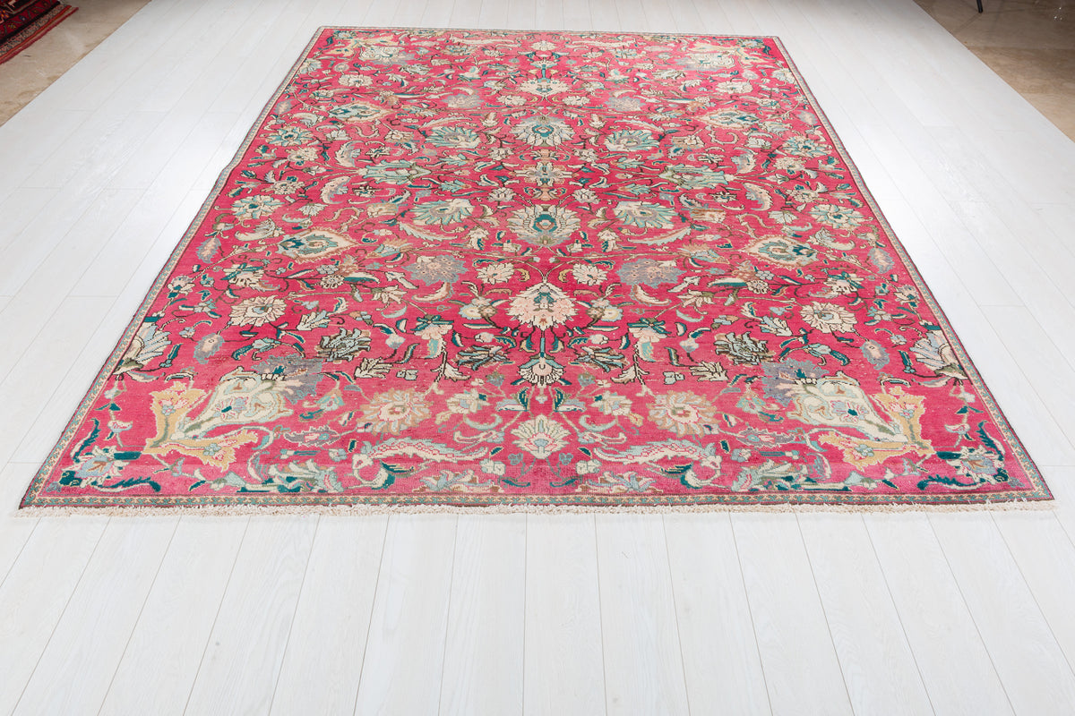 Vintage Magenta and navy Allover Rug – 9' 8" x 7' 5" (295 x 227 cm)