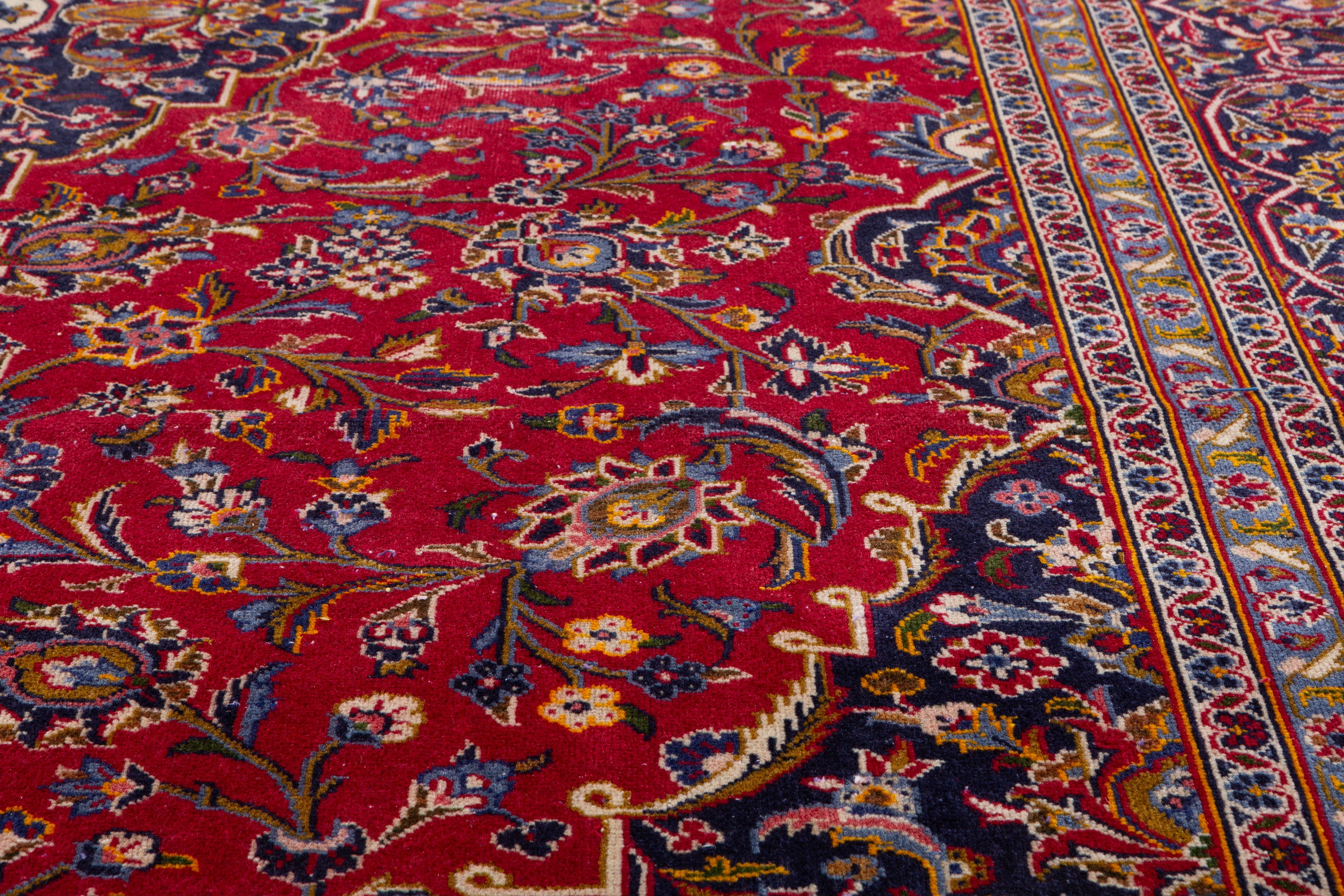 Vintage Red and navy Traditional Rug – 13' 4" x 9' 5" (406 x 286 cm)