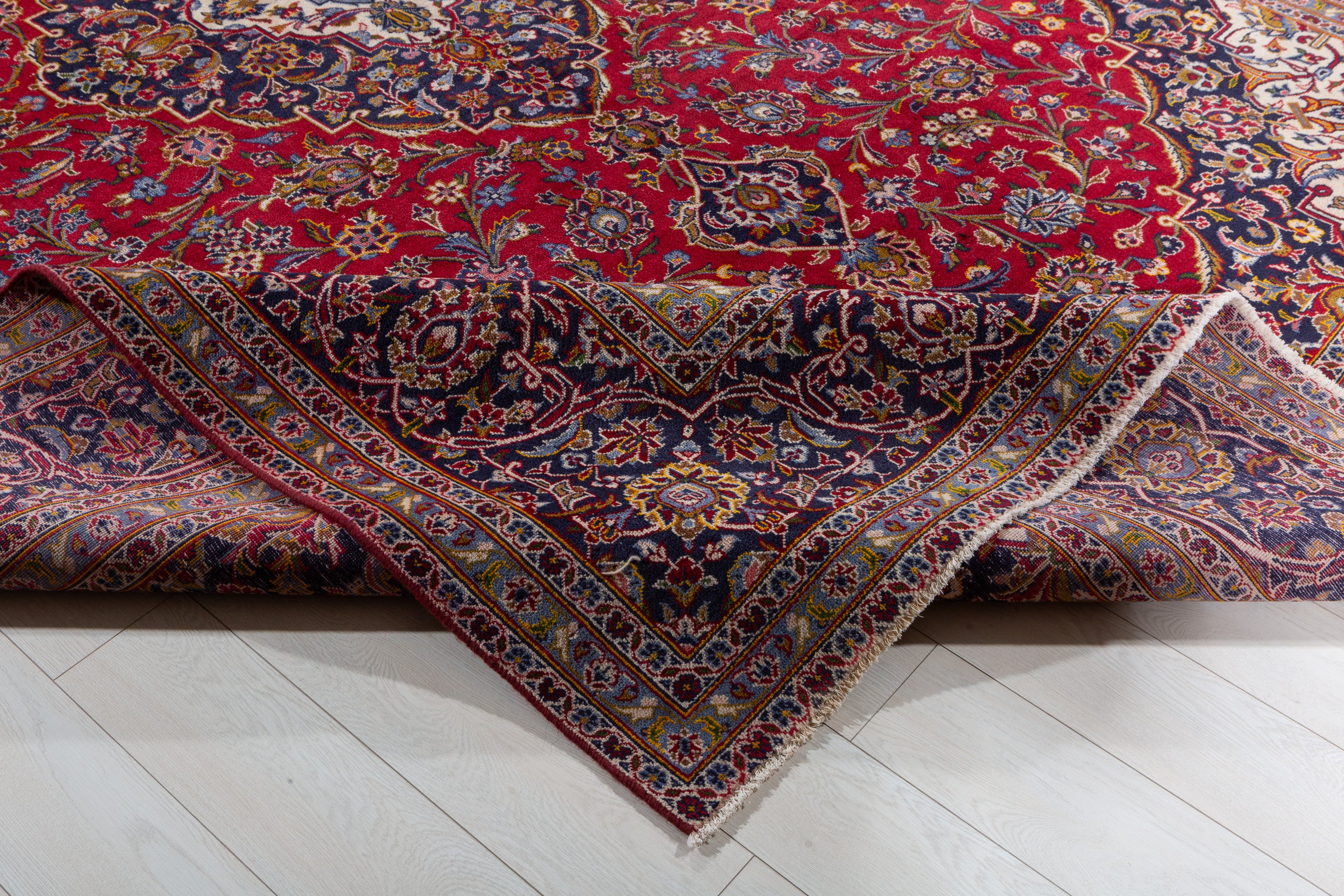 Vintage Red and navy Traditional Rug – 13' 4" x 9' 5" (406 x 286 cm)