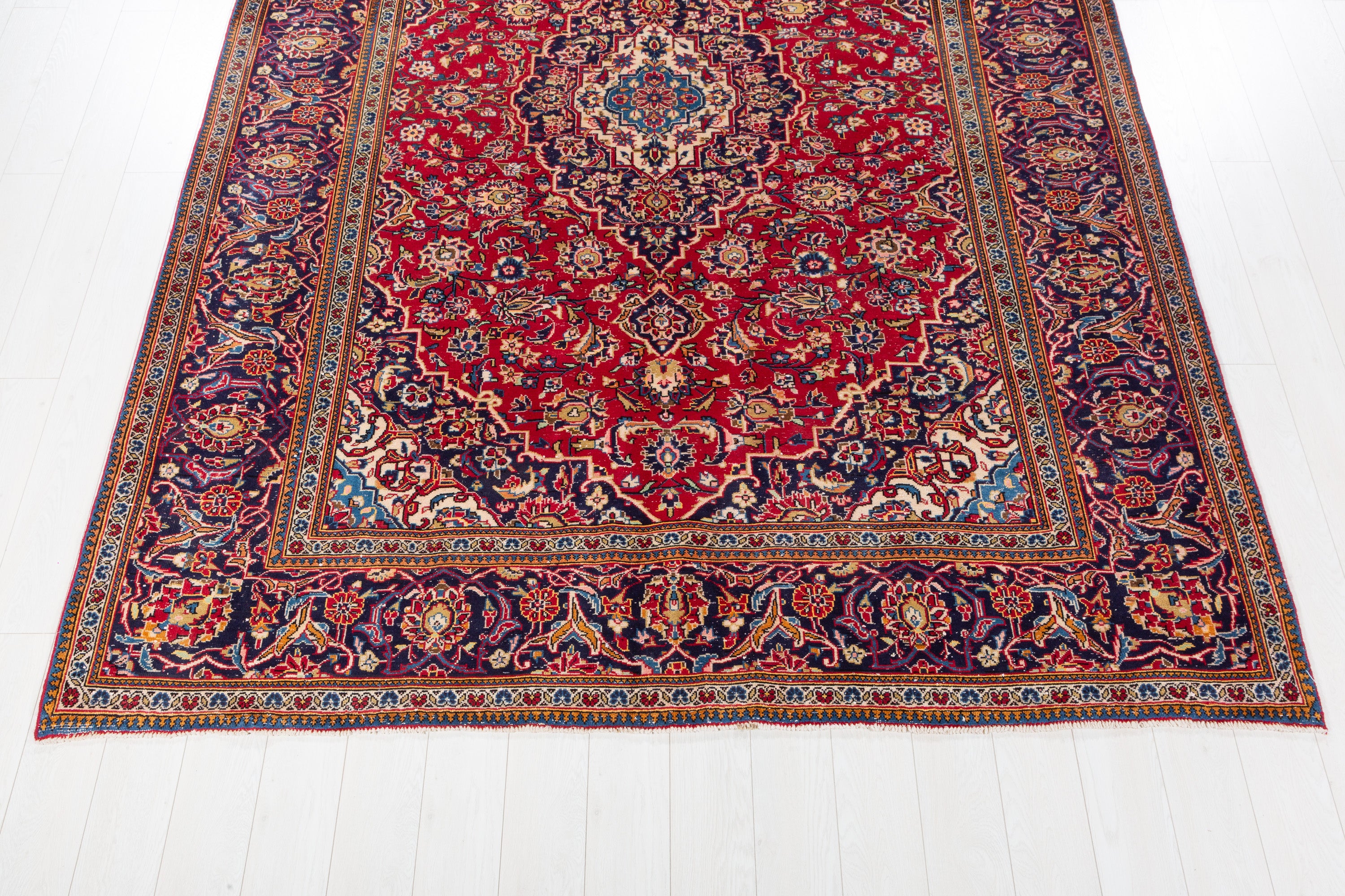 Vintage Red and navy Traditional Rug – 10' 6" x 7' 7" (321 x 232 cm)