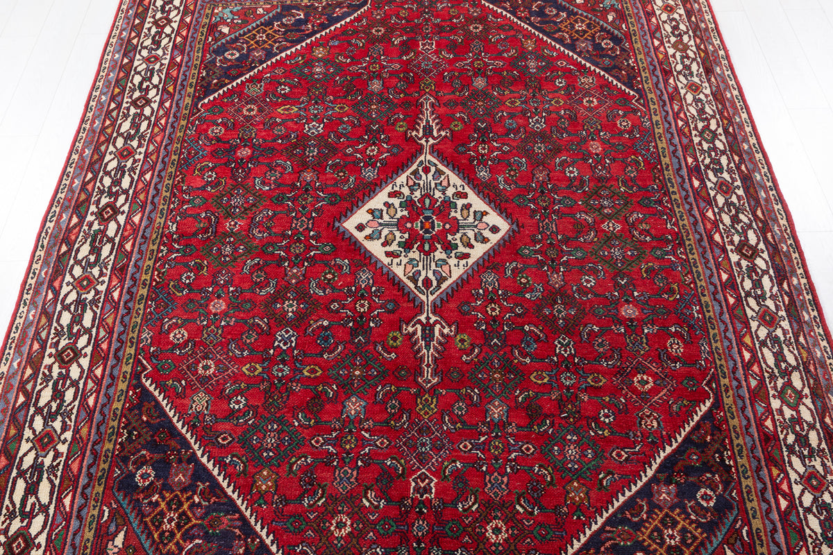 Vintage Red and beige Traditional Rug – 10' 3" x 7' 3" (312 x 222 cm)